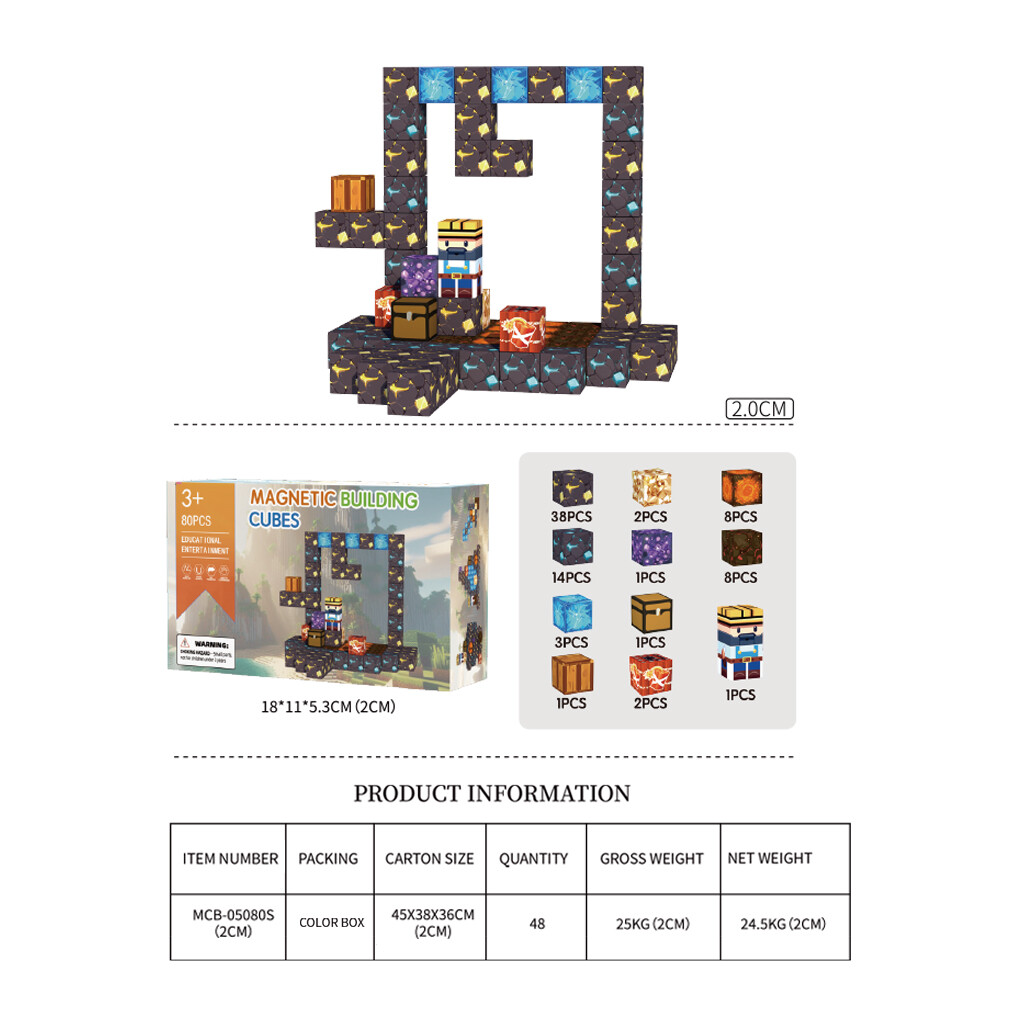 2cm Mine magnetic cubes 80pcs