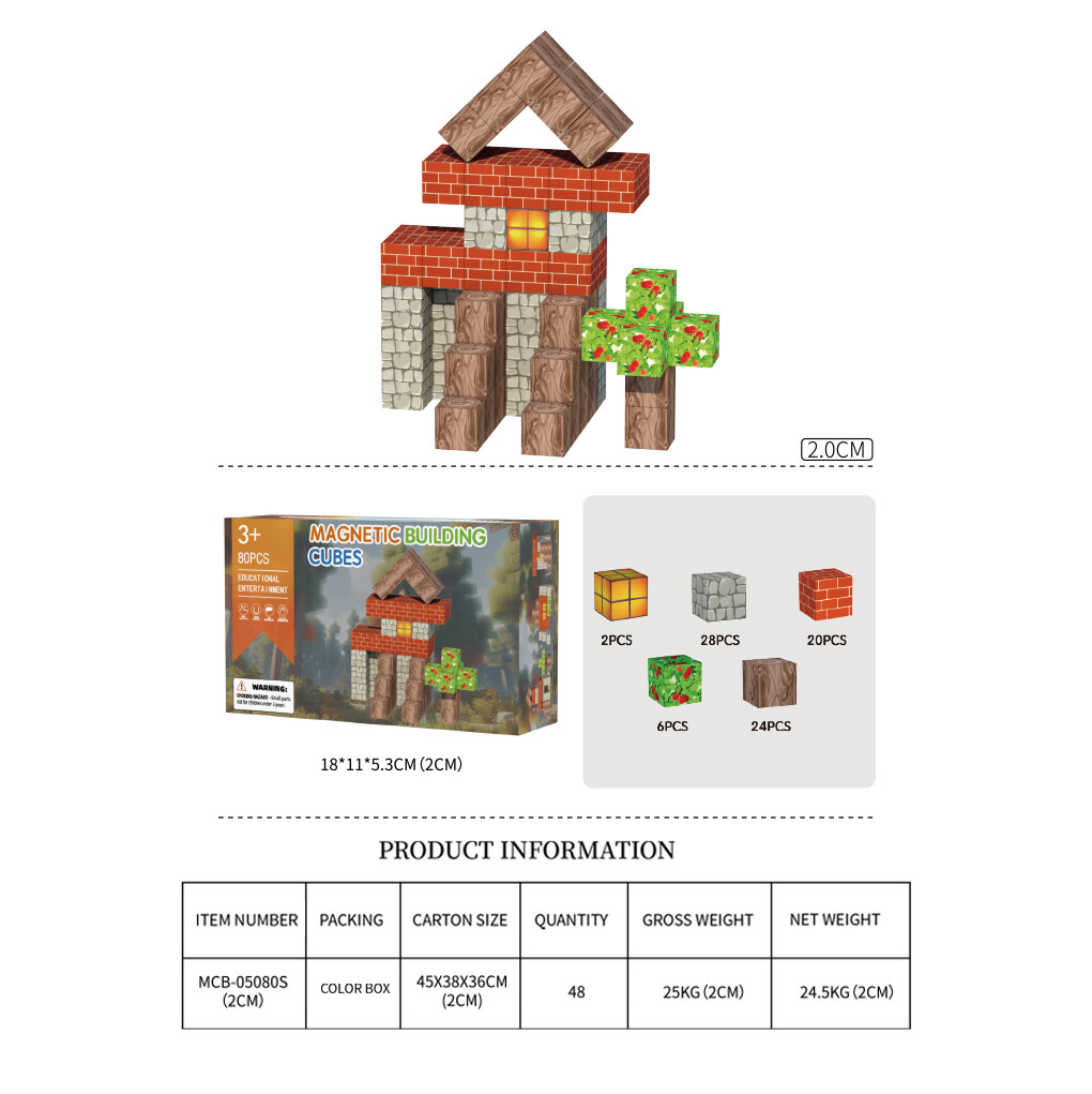 2cm forest magnetic cubes 80 pcs