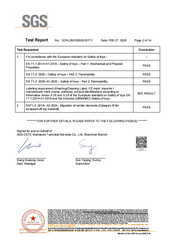 EN71 Certification Document