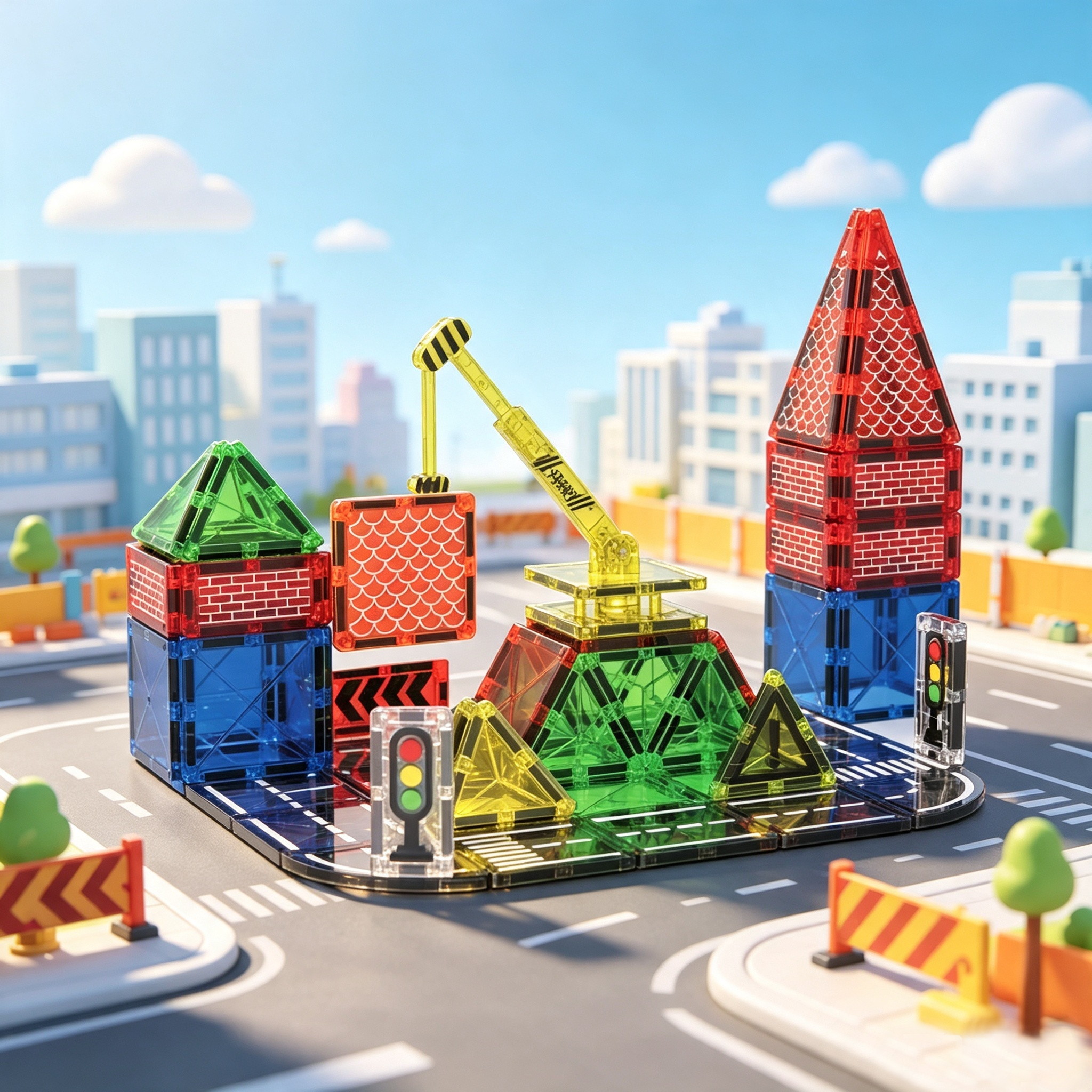 7.5cm crane item magnetic tiles 68pcs