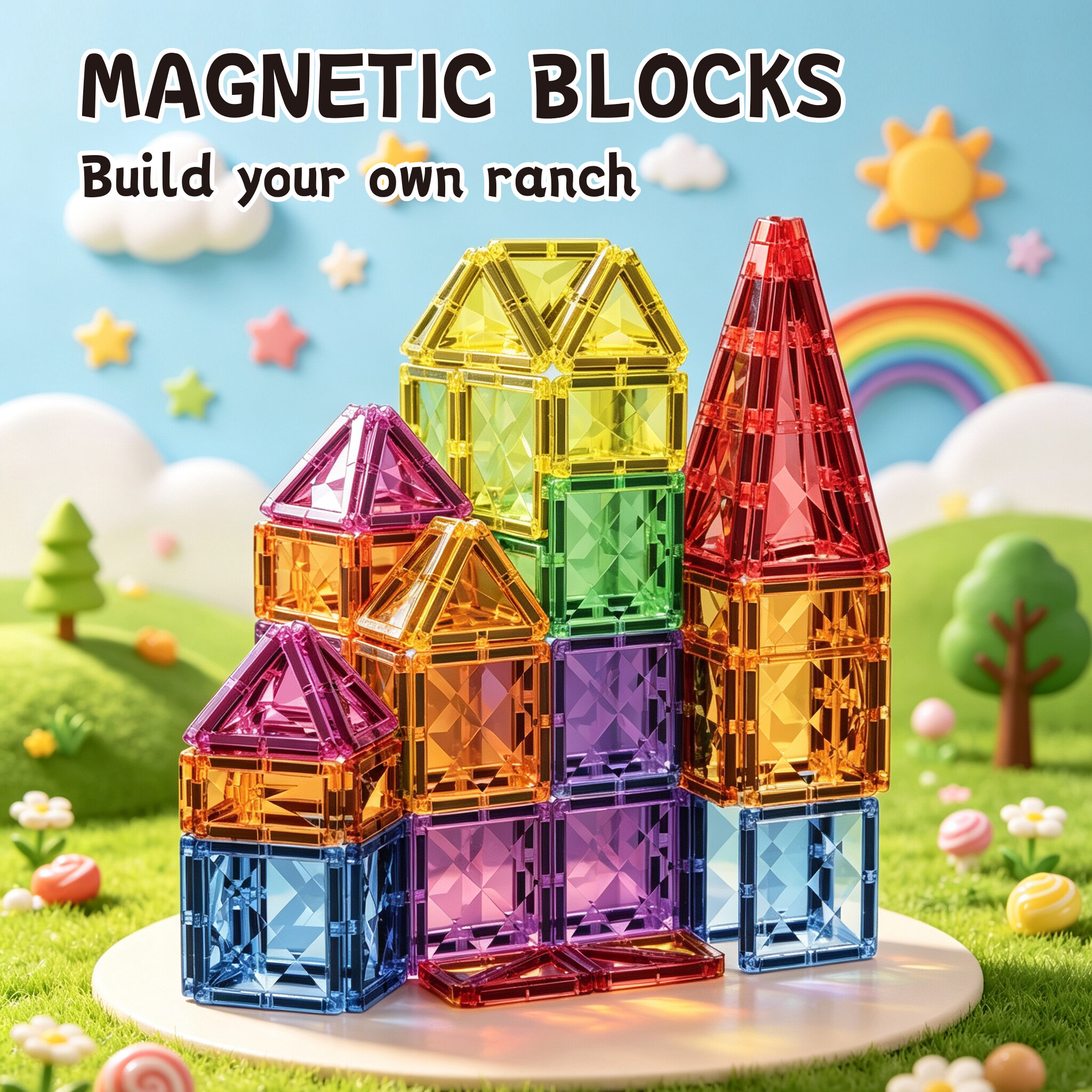 Diamond Stained Glass Magnetic Tiles