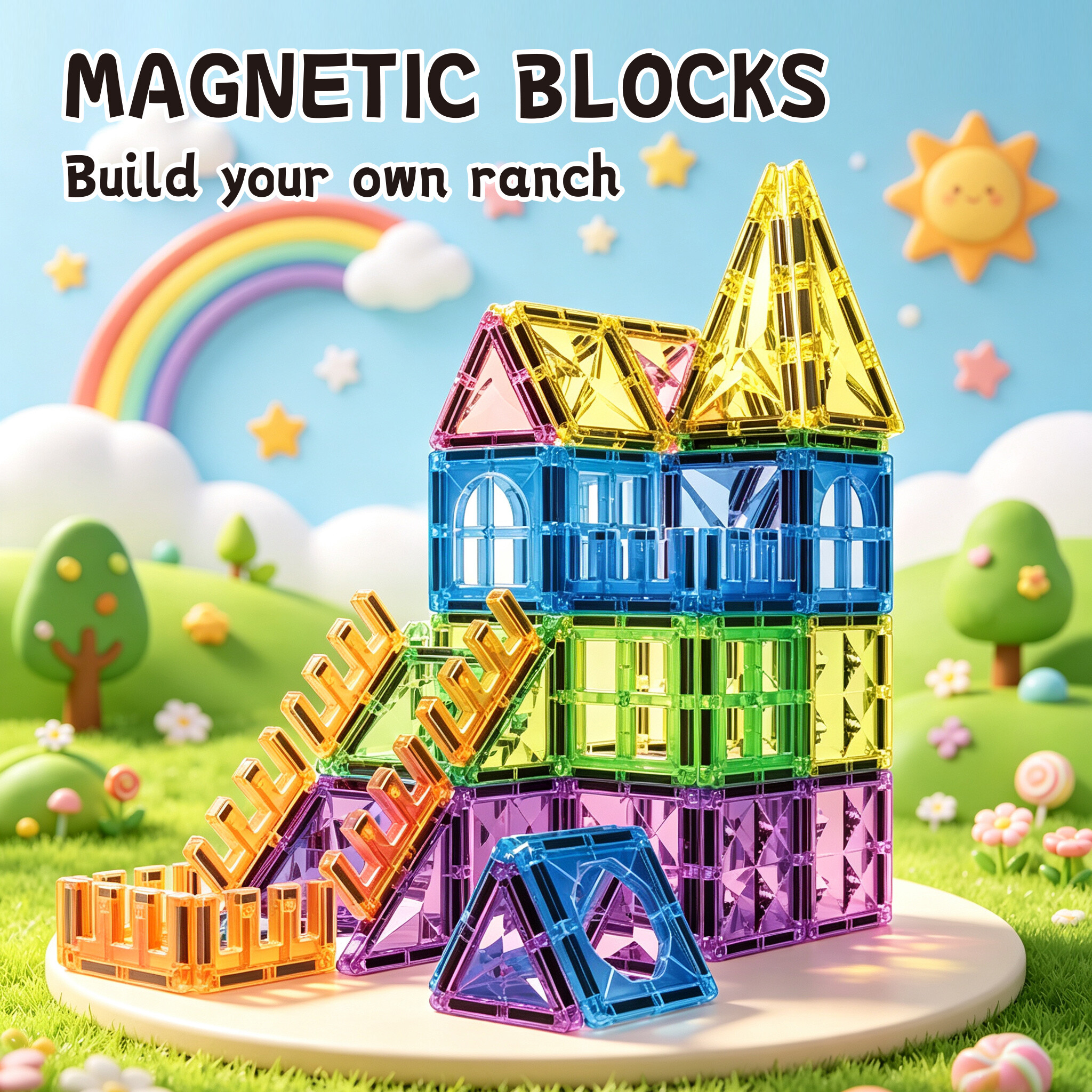 Diamond Stained Glass Magnetic Tiles