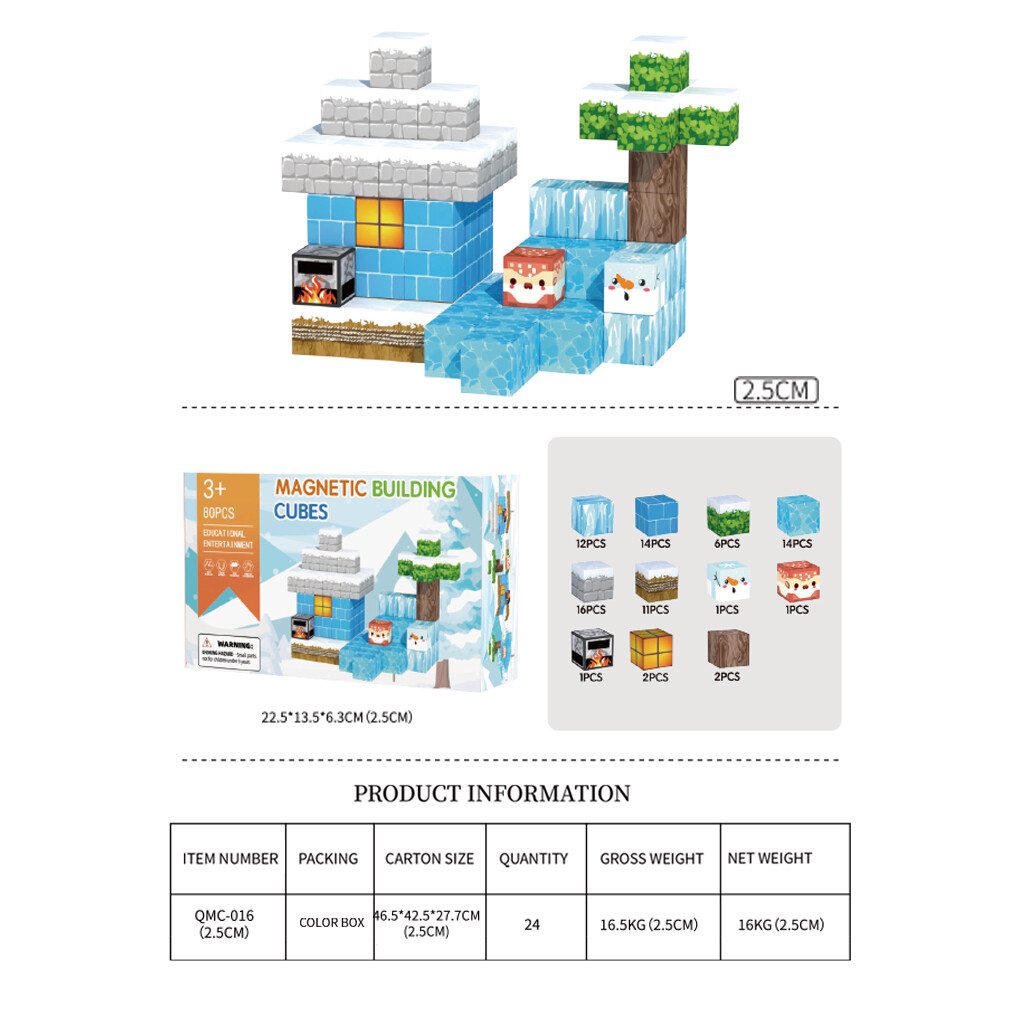 2.5cm Ice and snow magnetic cubes 80pcs