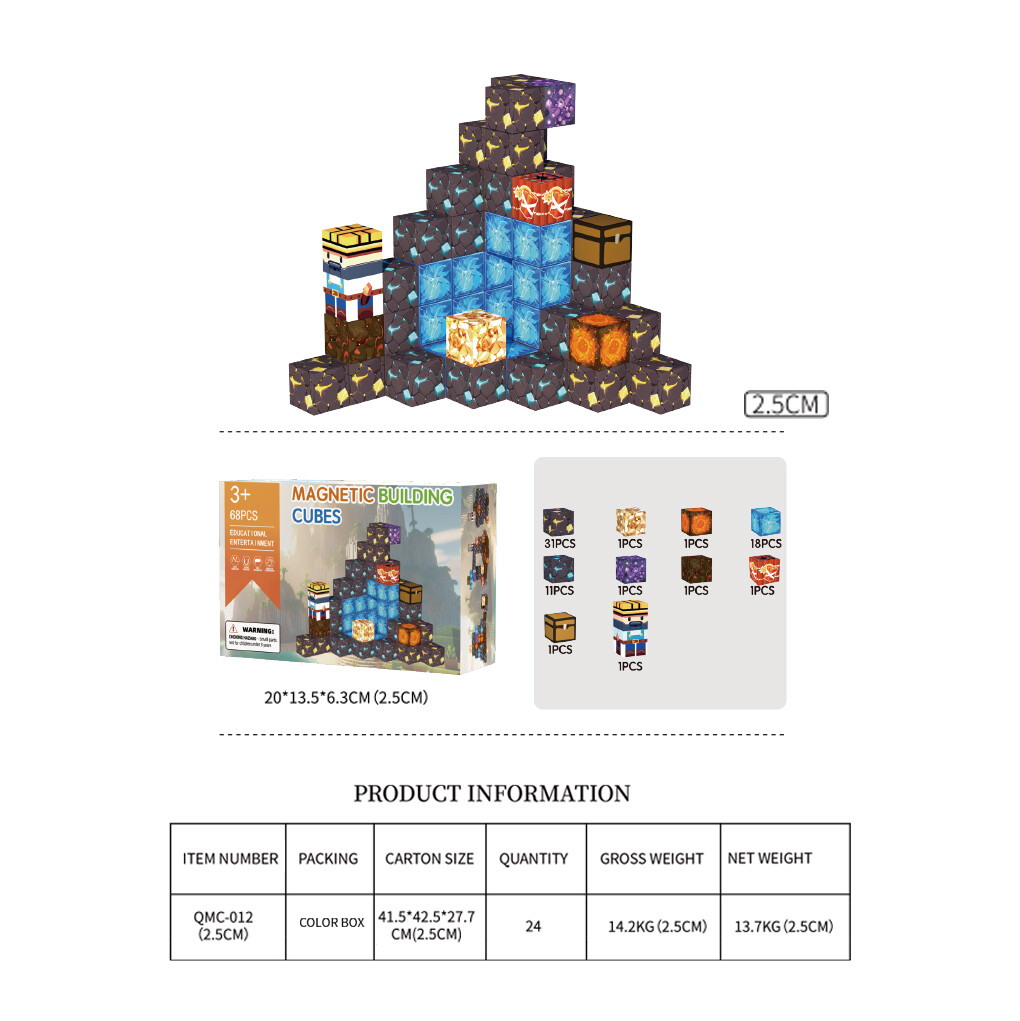 2.5cm Mine magnetic cubes 68pcs