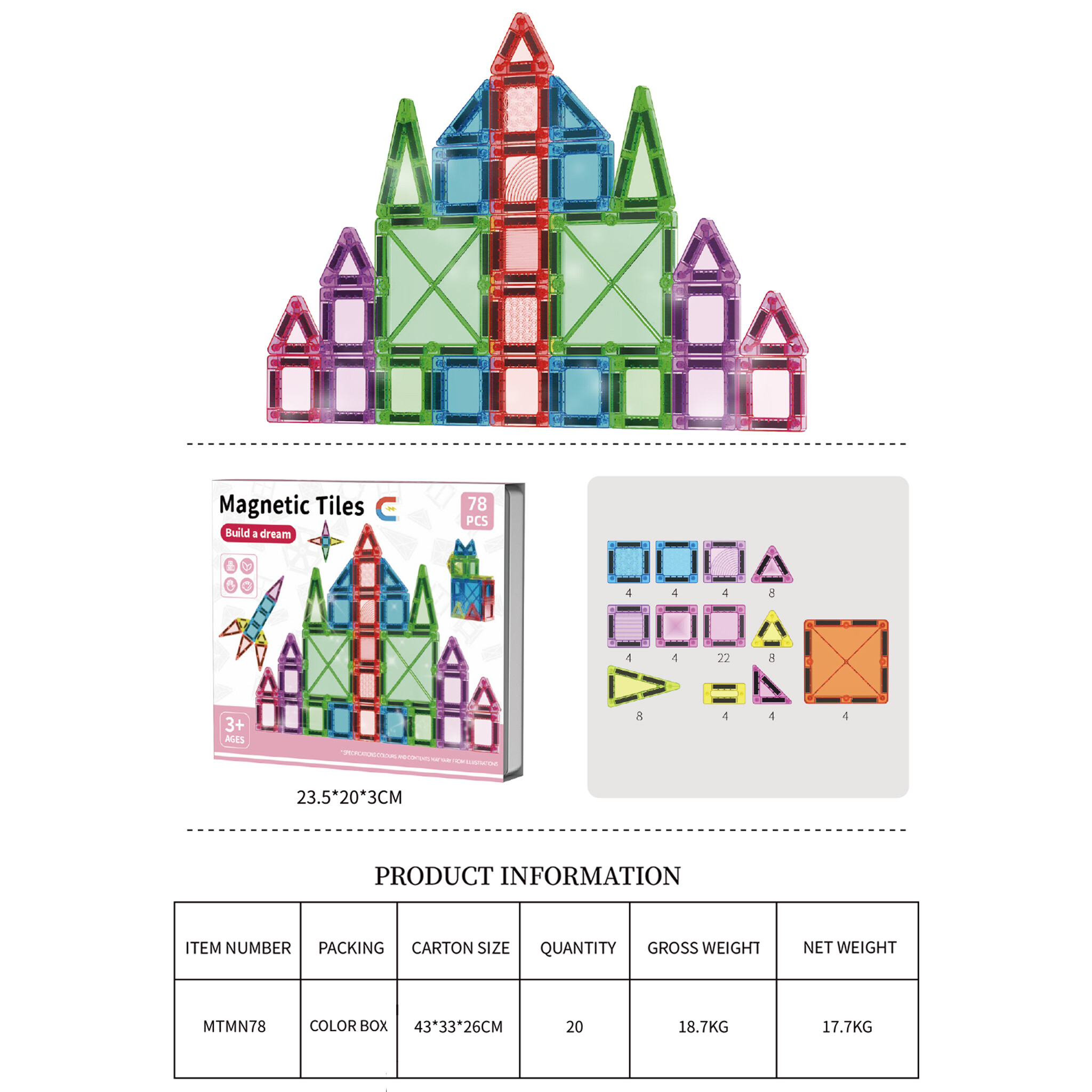 Mini magnetic tiles 78pcs