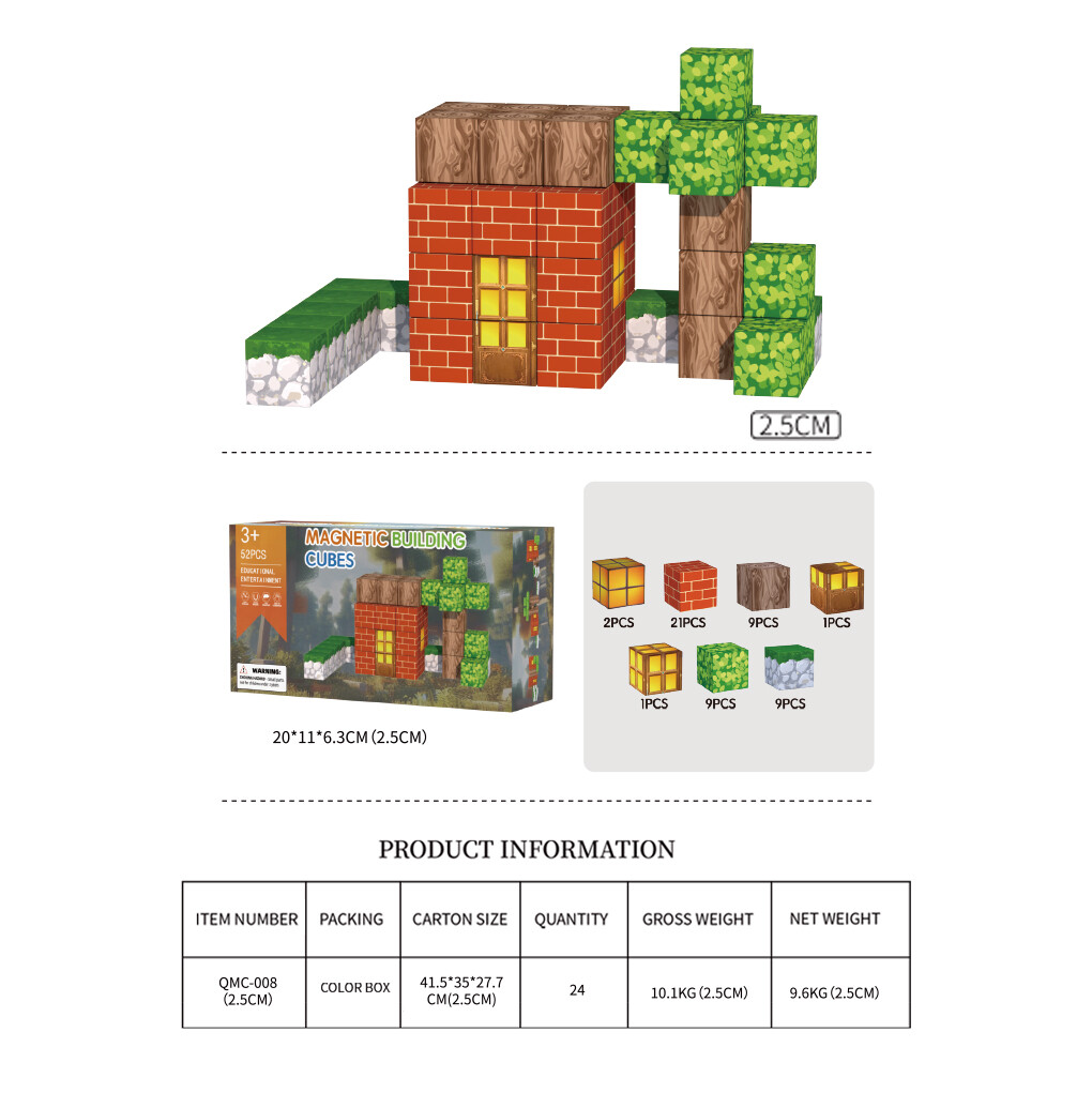 2.5cm forest magnetic cubes 52pcs