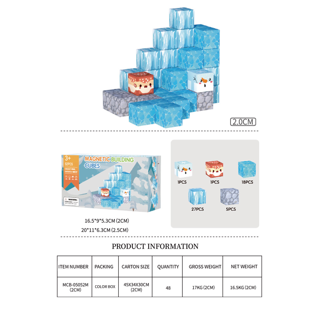 2.0 cm Ice and snow magnetic cubes 52pcs