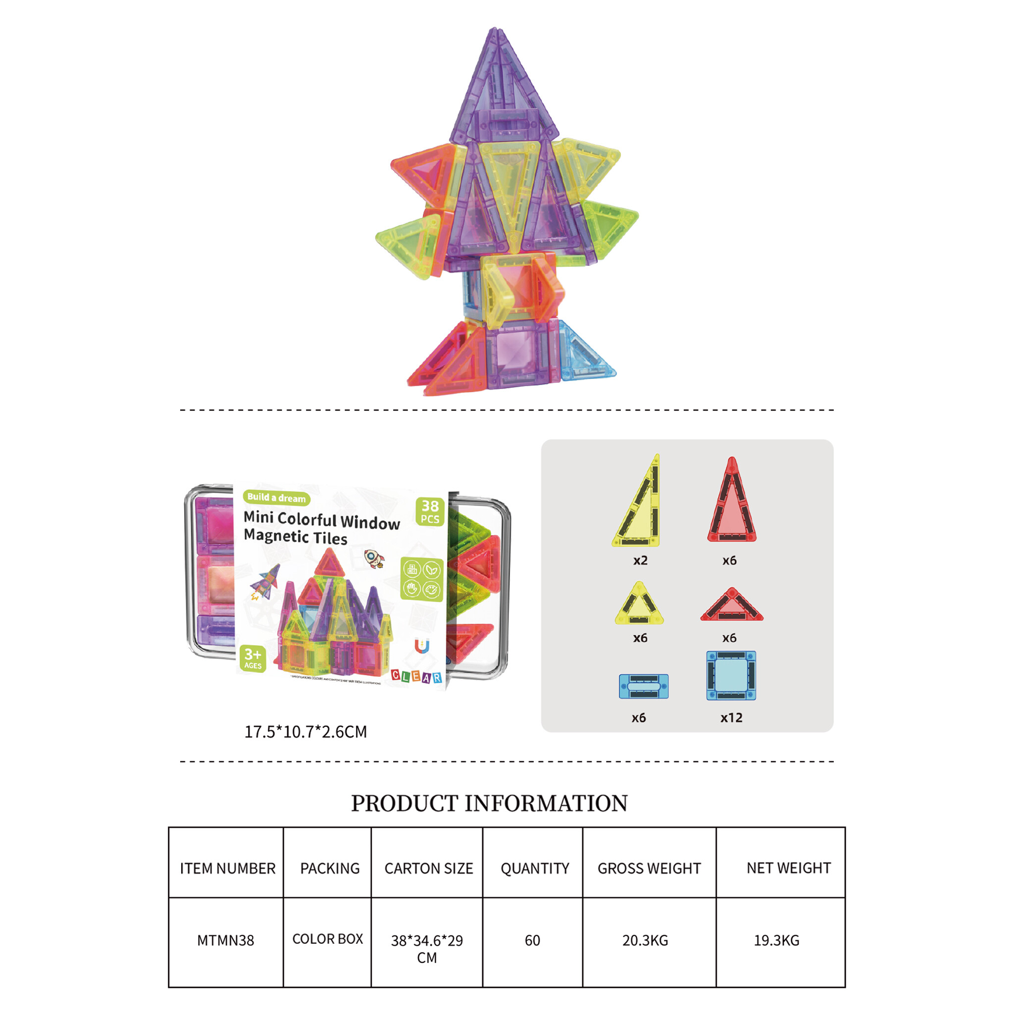 Mini magnetic tiles 38pcs
