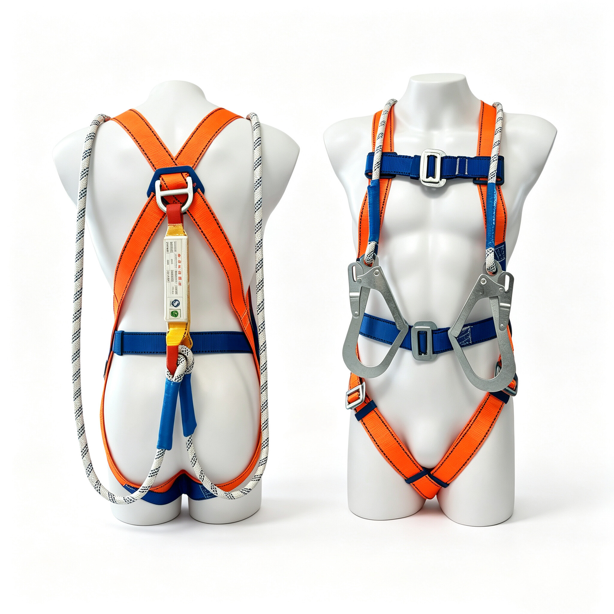 5-point dual-lanyard safety harness with shock absorber
