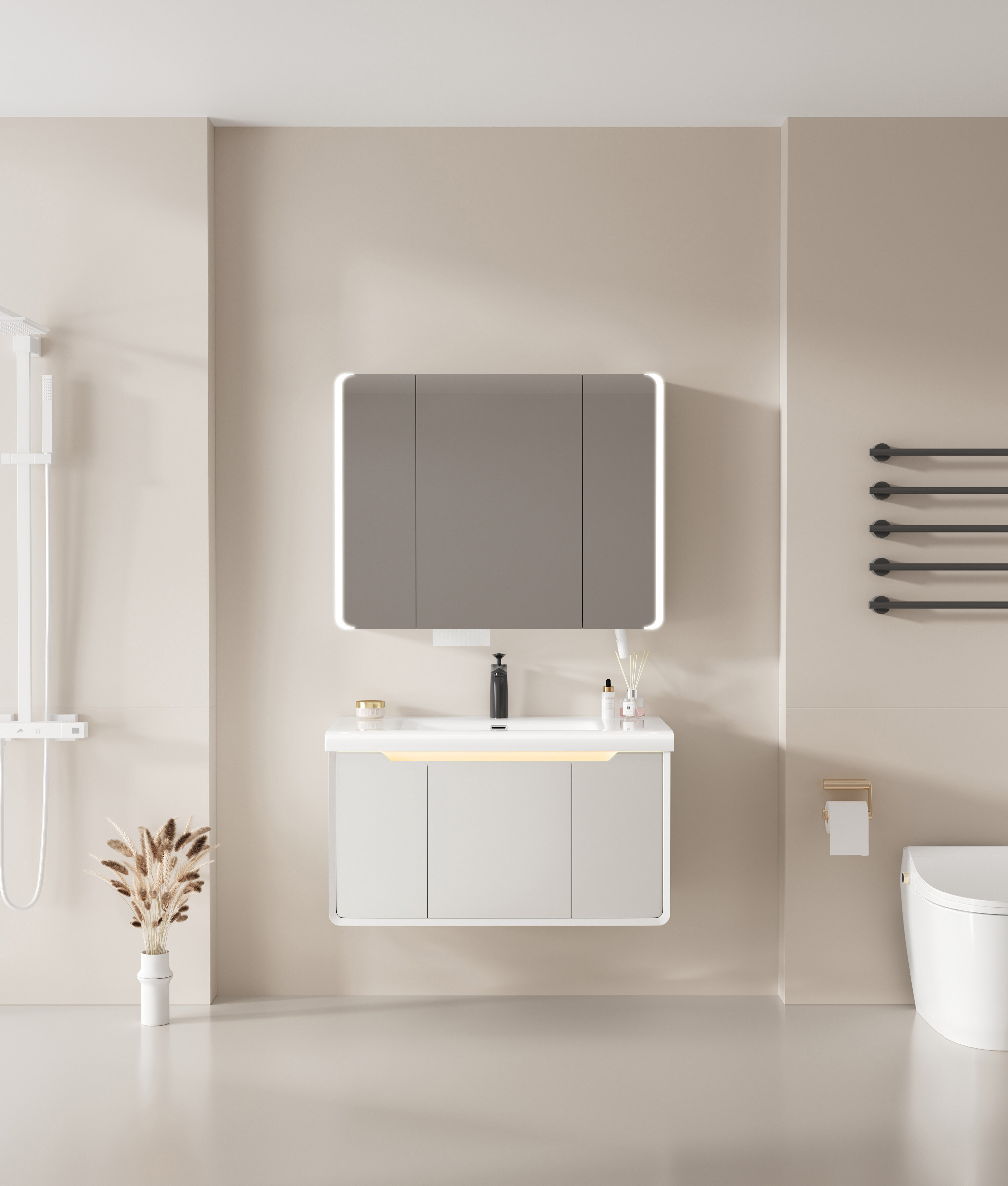 ET-V036 Concrete Look Industrial Bathroom Vanity