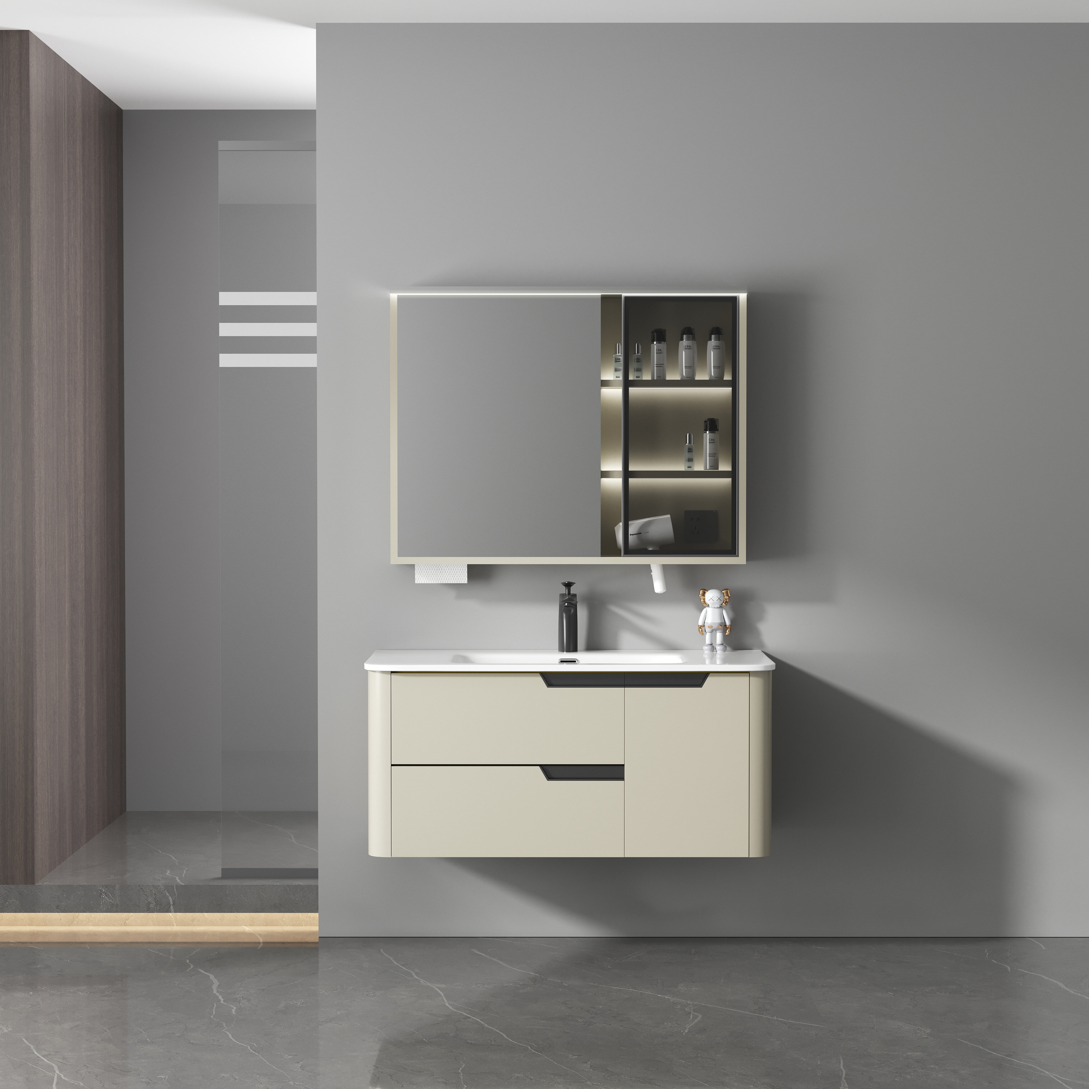 ET-V023 Navy Blue Bathroom Vanity with Brass Hardware
