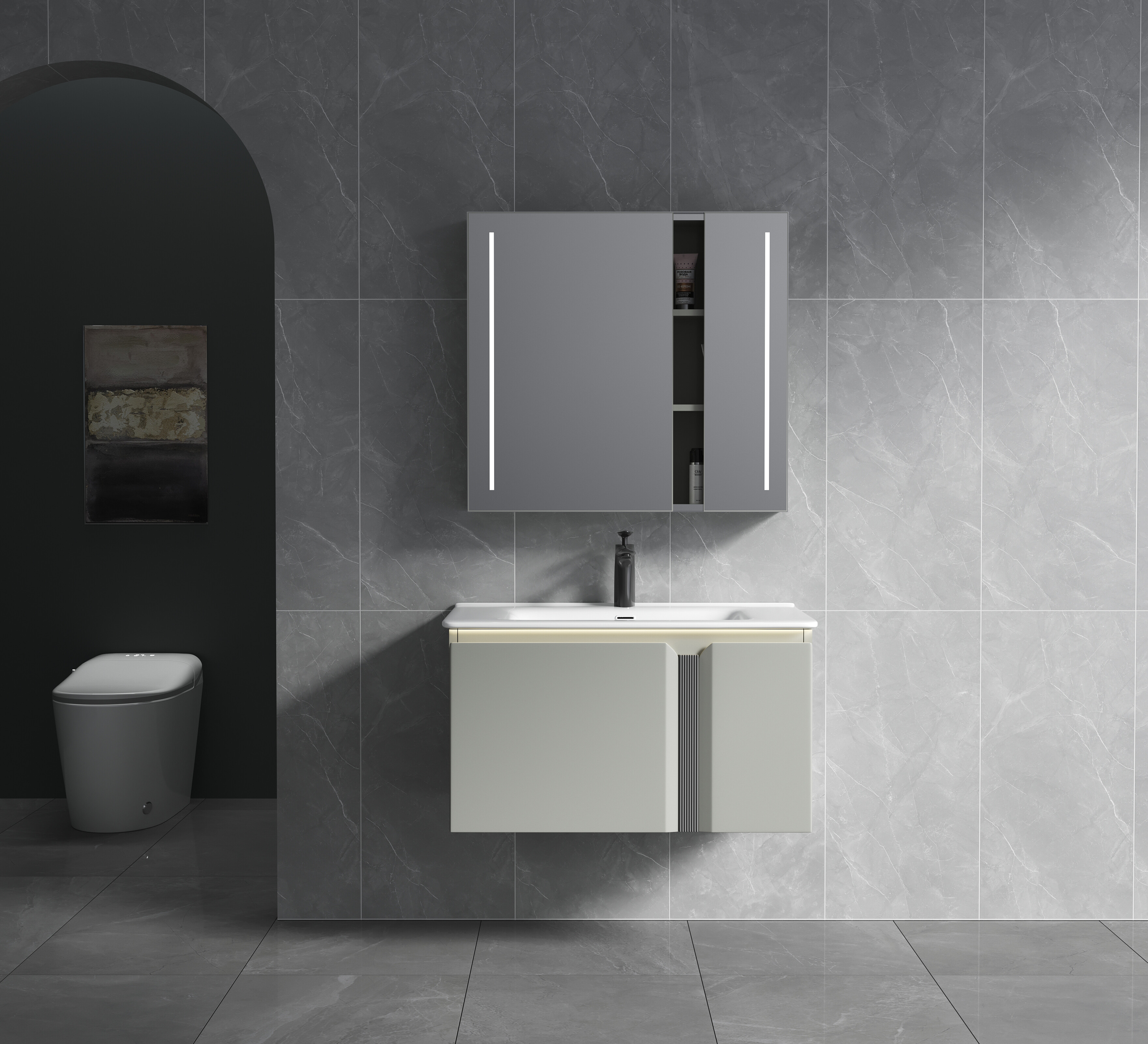 ET-V037 Bathroom Vanity with Integrated Towel Rail