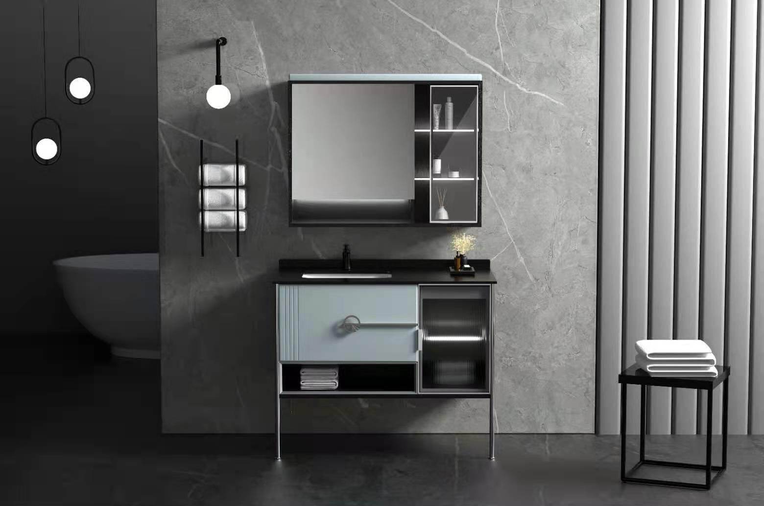 ET-V043 Bathroom Vanity with Full Height Linen Tower