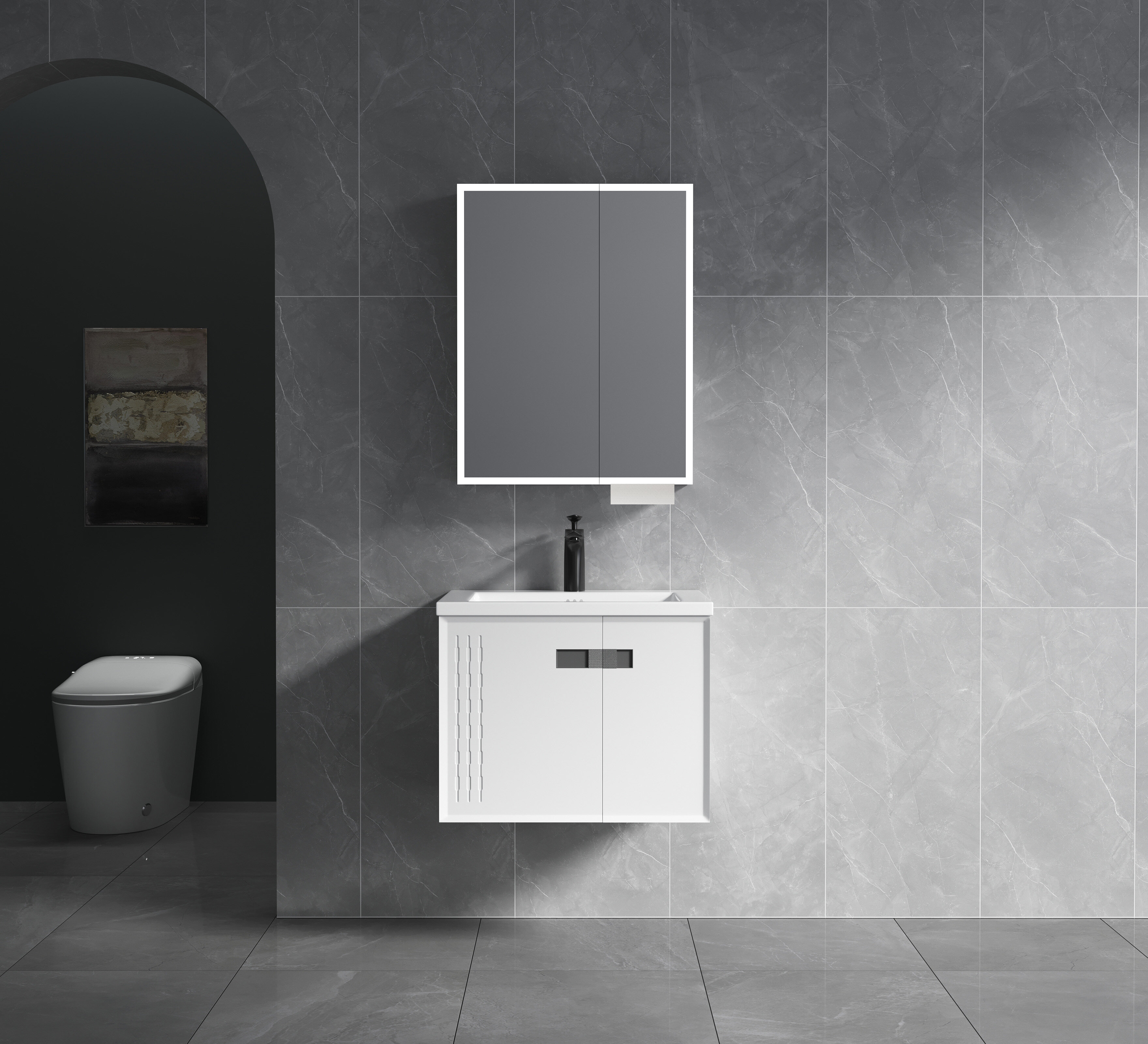 ET-V042 Curved Front Bathroom Vanity with Undermount Sink