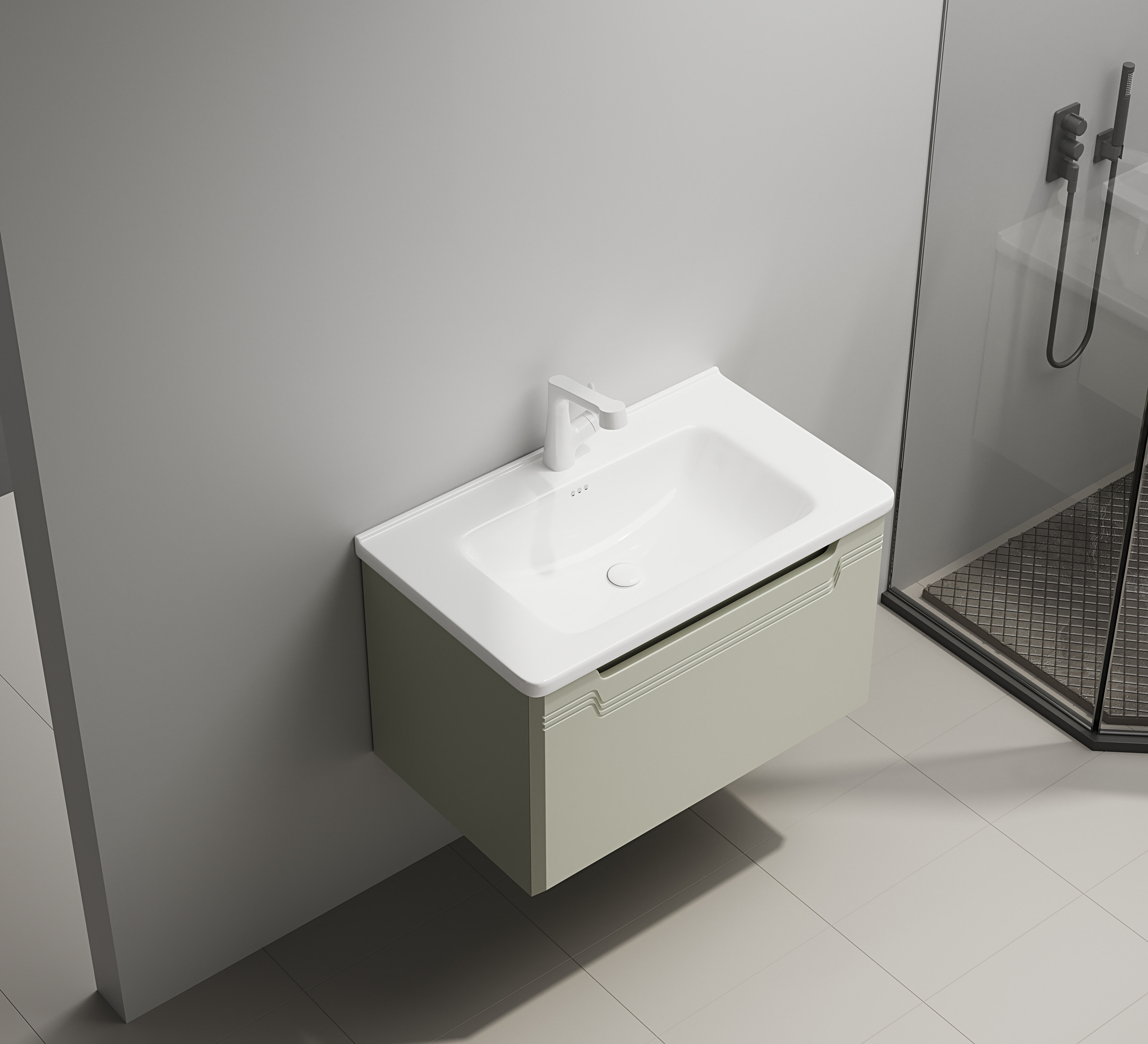 ET-V011 Open Shelf Floating Bathroom Vanity with Vessel Sink