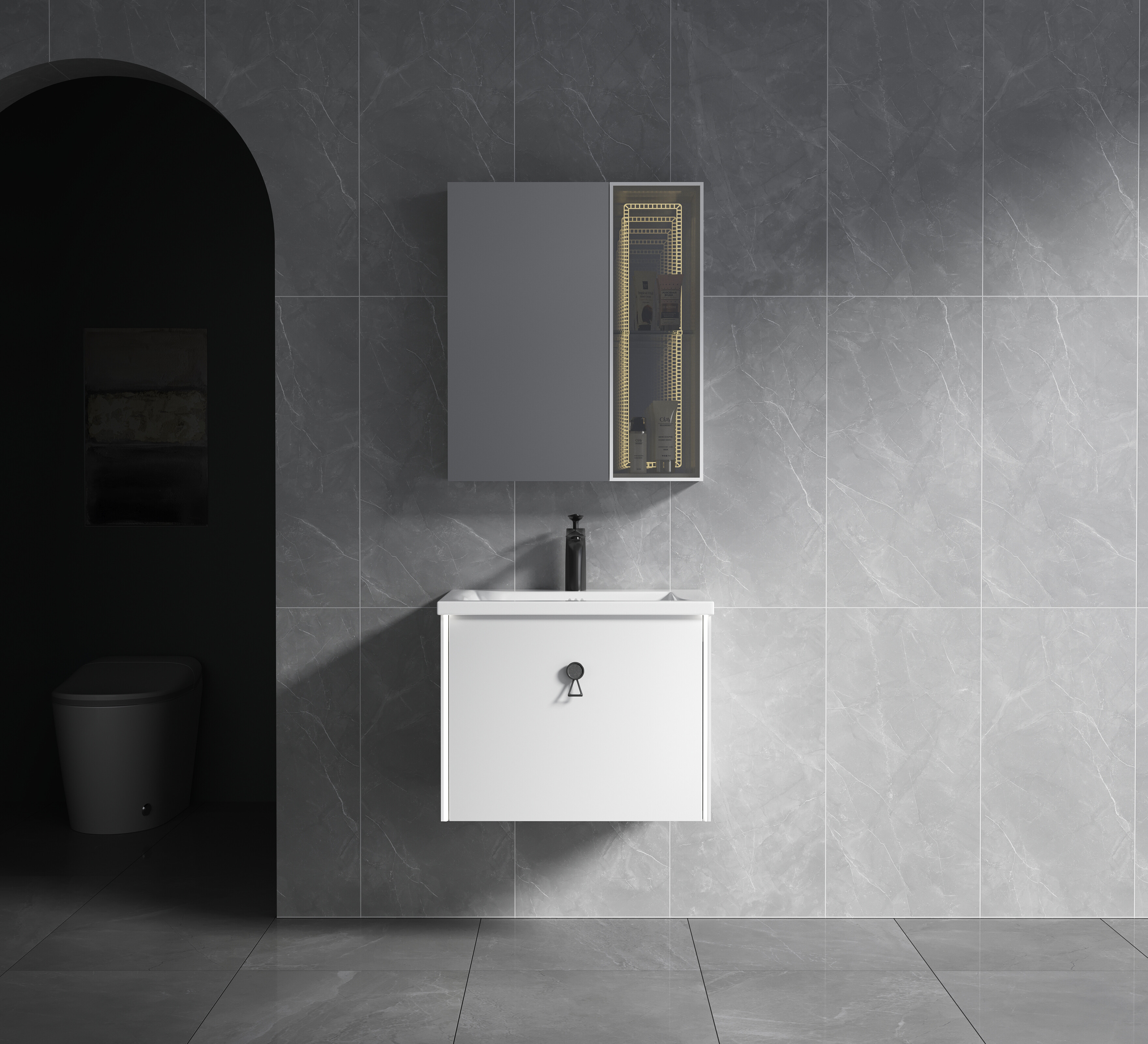 ET-V020 Rustic Farmhouse Bathroom Vanity with Towel Bar