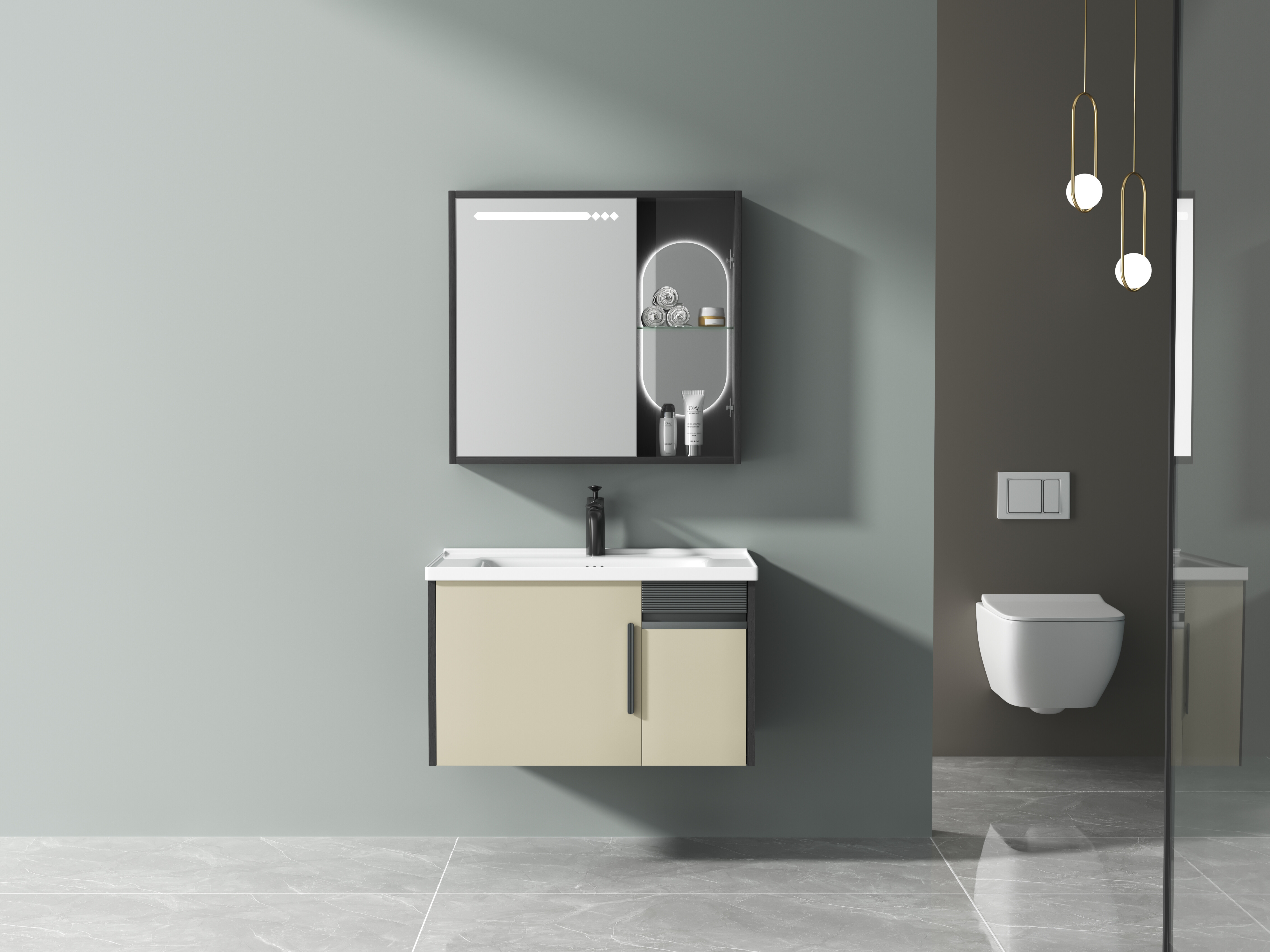 ET-V027 Bathroom Vanity with Side Storage Tower