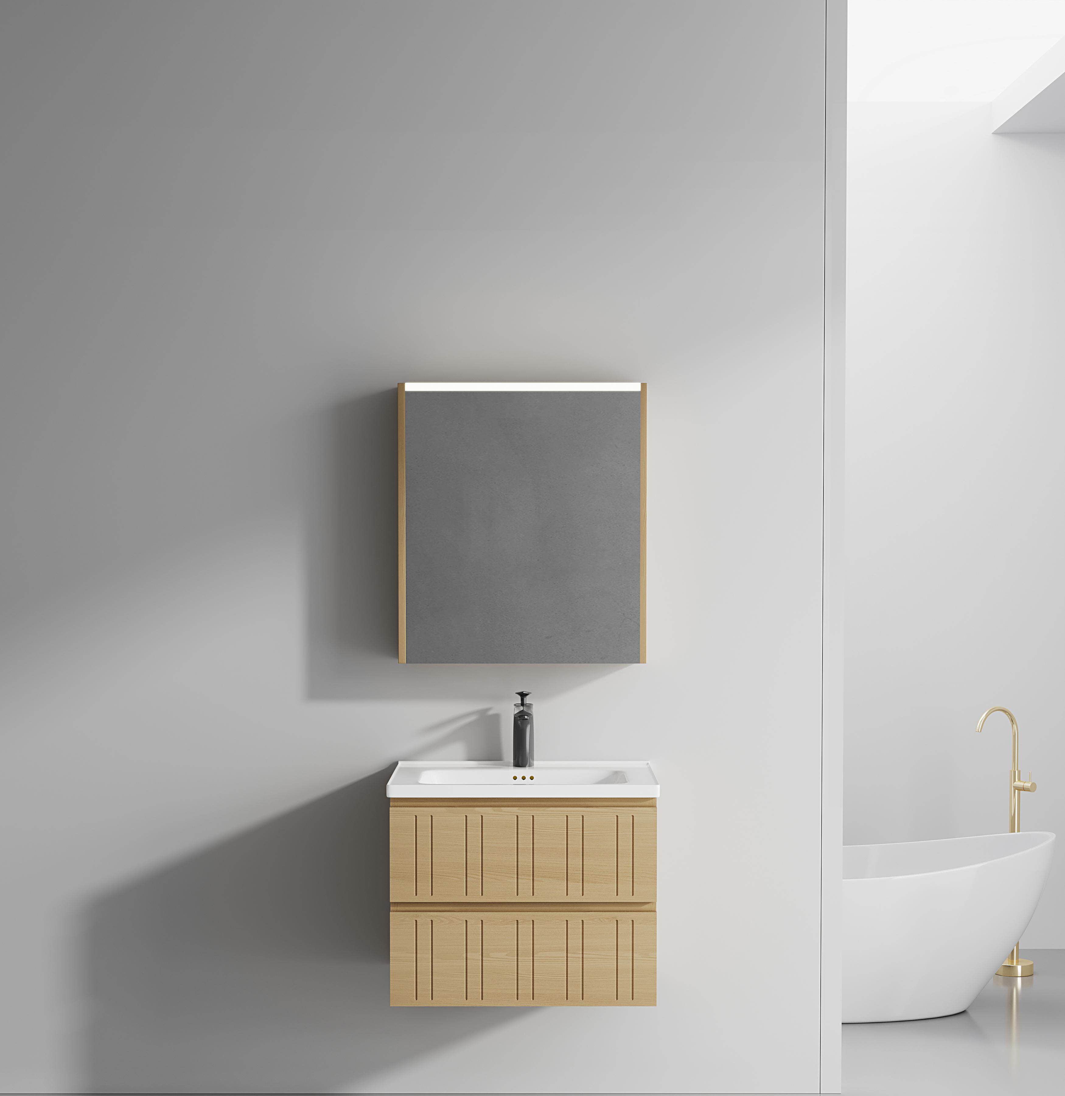 ET-V053 Farmhouse Bathroom Vanity with Black Frame Mirror
