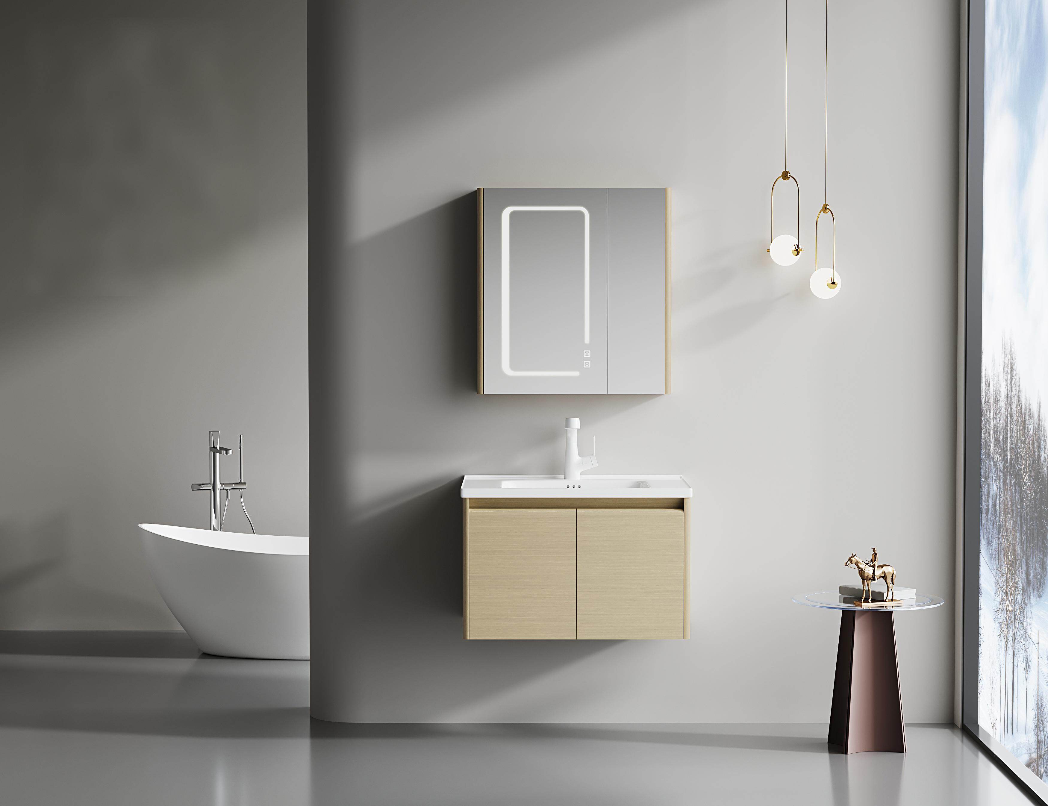 ET-V047 Bathroom Vanity with Offset Basin and Large Countertop