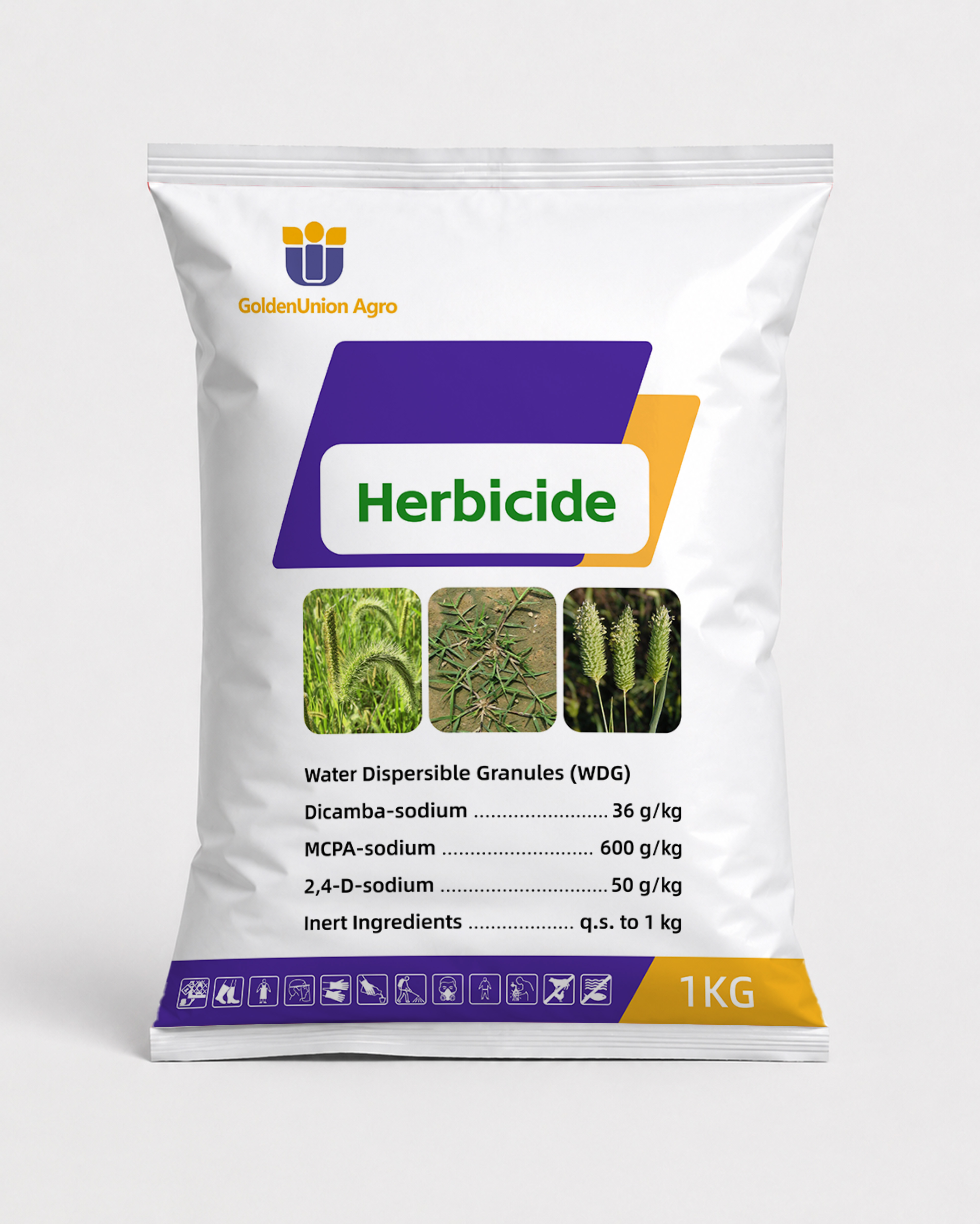 Dicamba 3.6% + MCPA 60% + 2,4-D 5% WDG