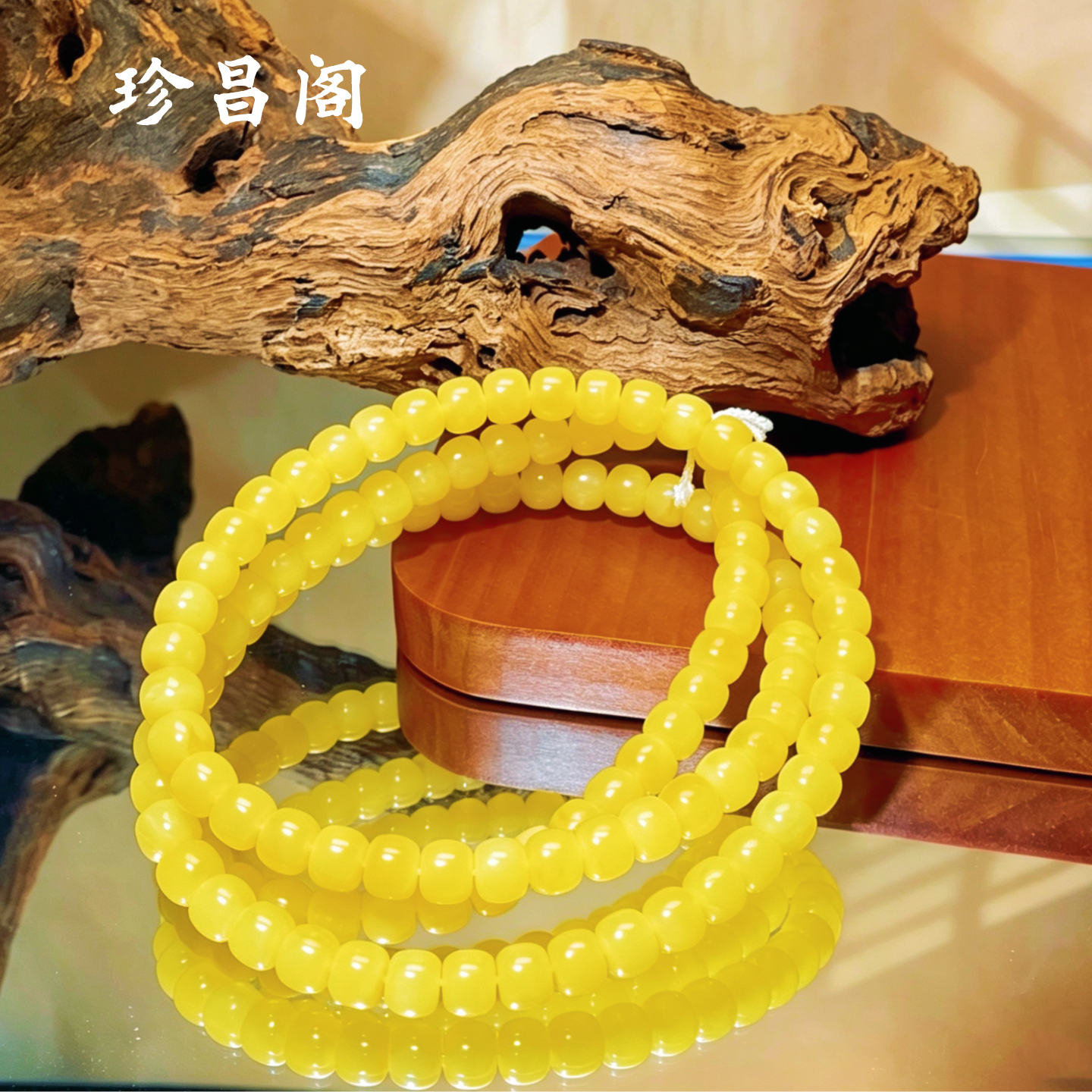 蜜蜡手串天然鸡油黄多圈