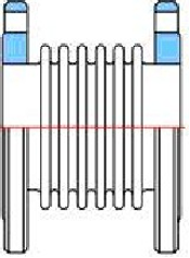 Schematic diagram of an axial pressure-balanced bellows expansion joint