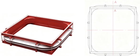 Product image of rectangular metal bellows expansion joint