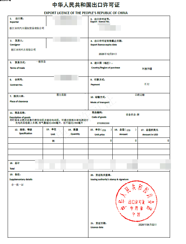 Export License