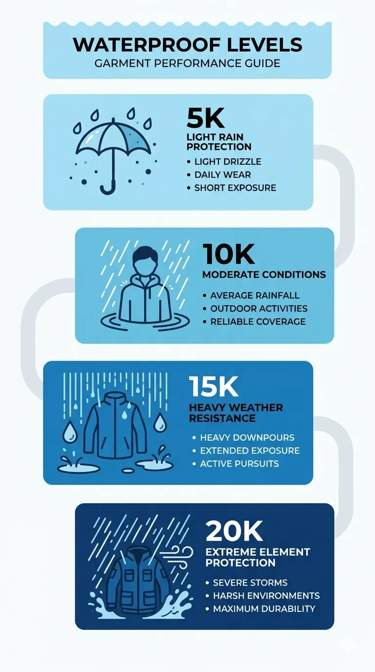 Waterproof Ratings Guide: 5K to 20K Explained 10ffe128 ffe1 4b68 ae73 d766e27ae3f1 custom outerwear apparel manufacturer factory