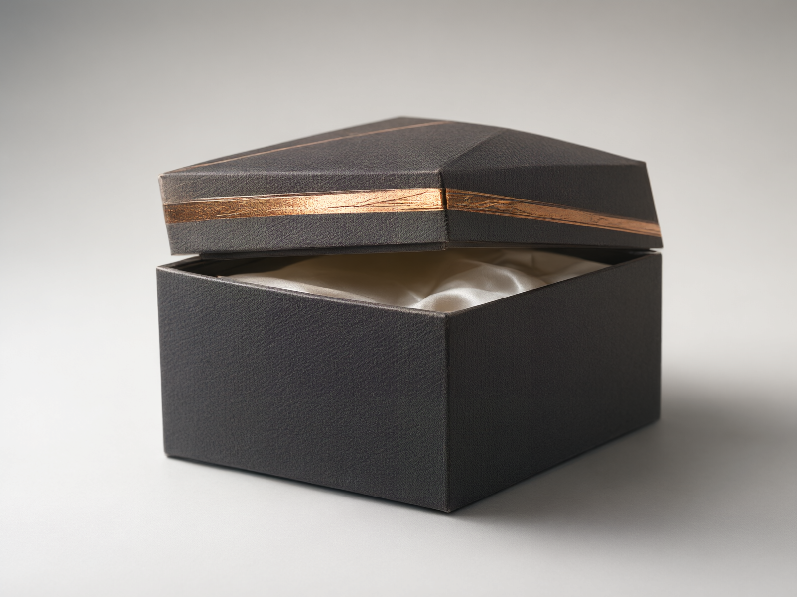 Matte rigid gift box with hot-foil band illustrating coating trade-offs