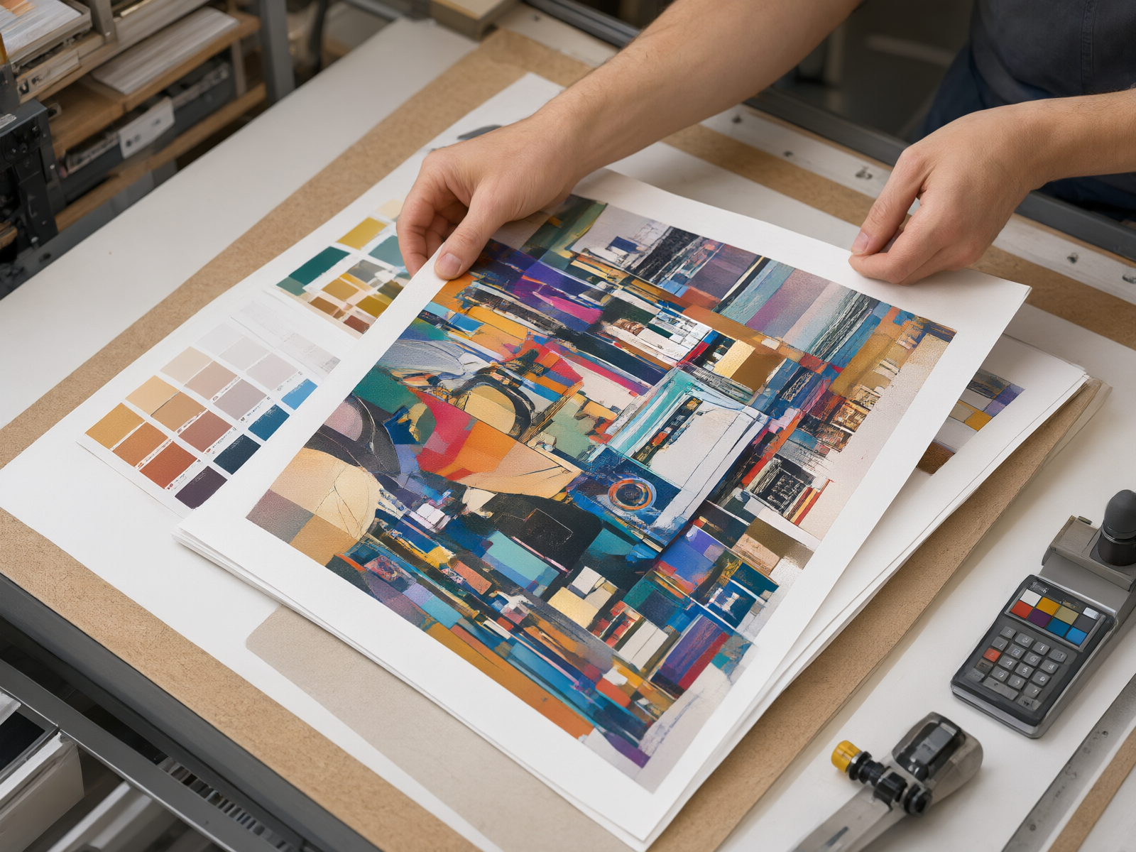 Printed art paper sheets with CMYK graphics