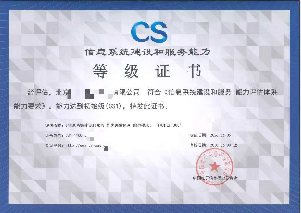 CS 数字化转型资质证书样本
