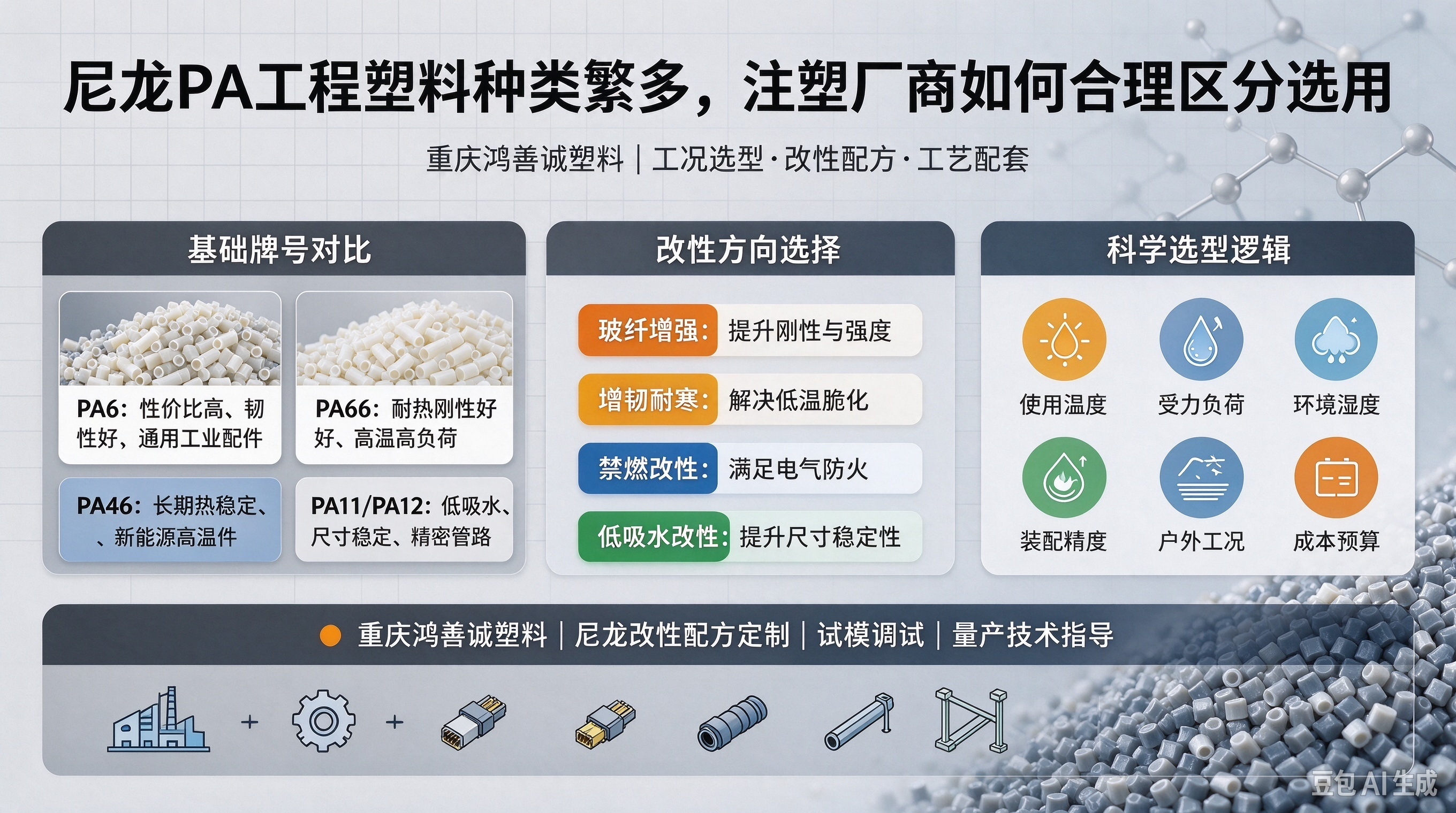 尼龙PA工程塑料种类繁多,注塑厂商如何合理区分选用