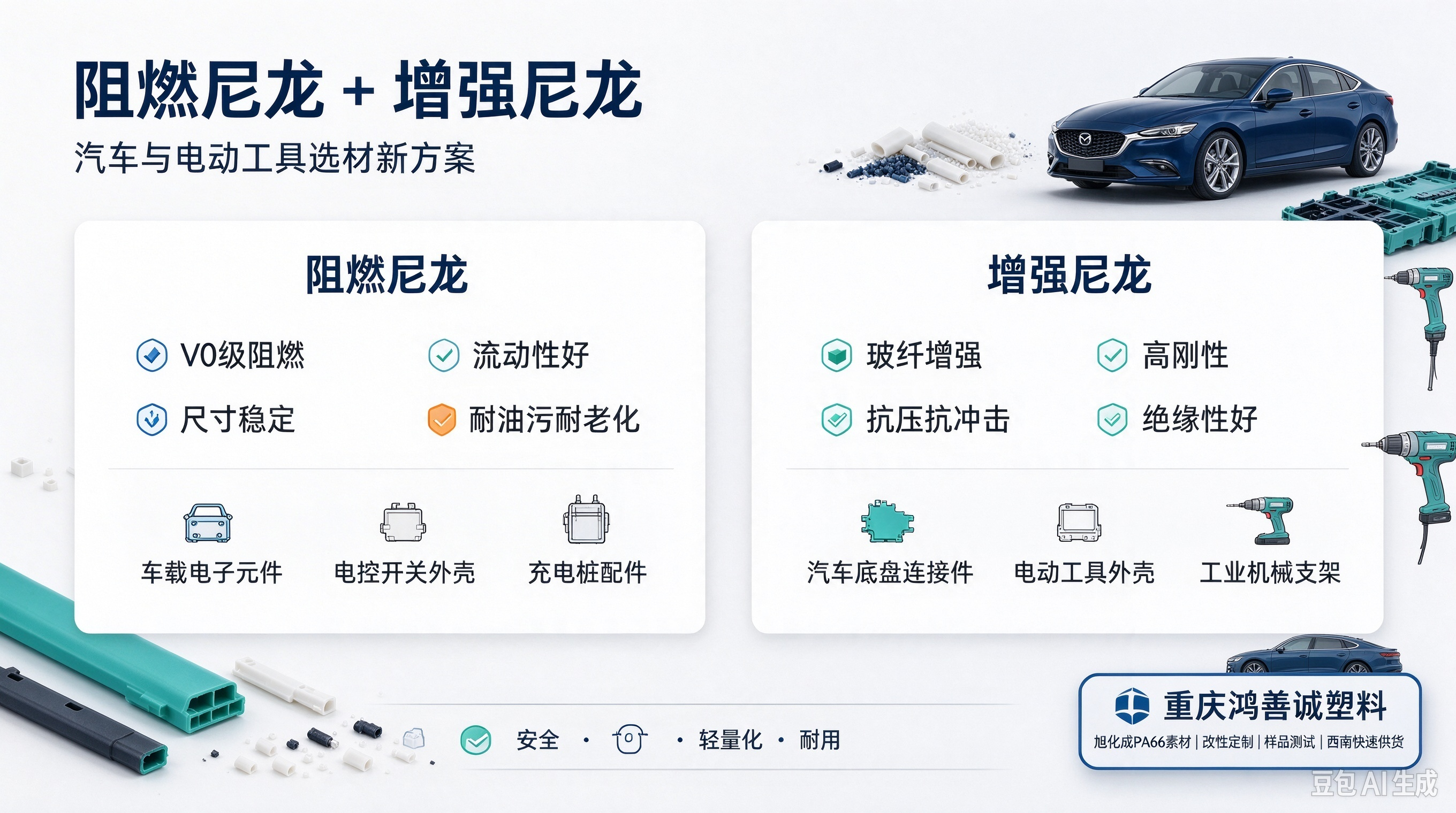 阻燃尼龙+增强尼龙,解锁汽车与电动工具选材新方案