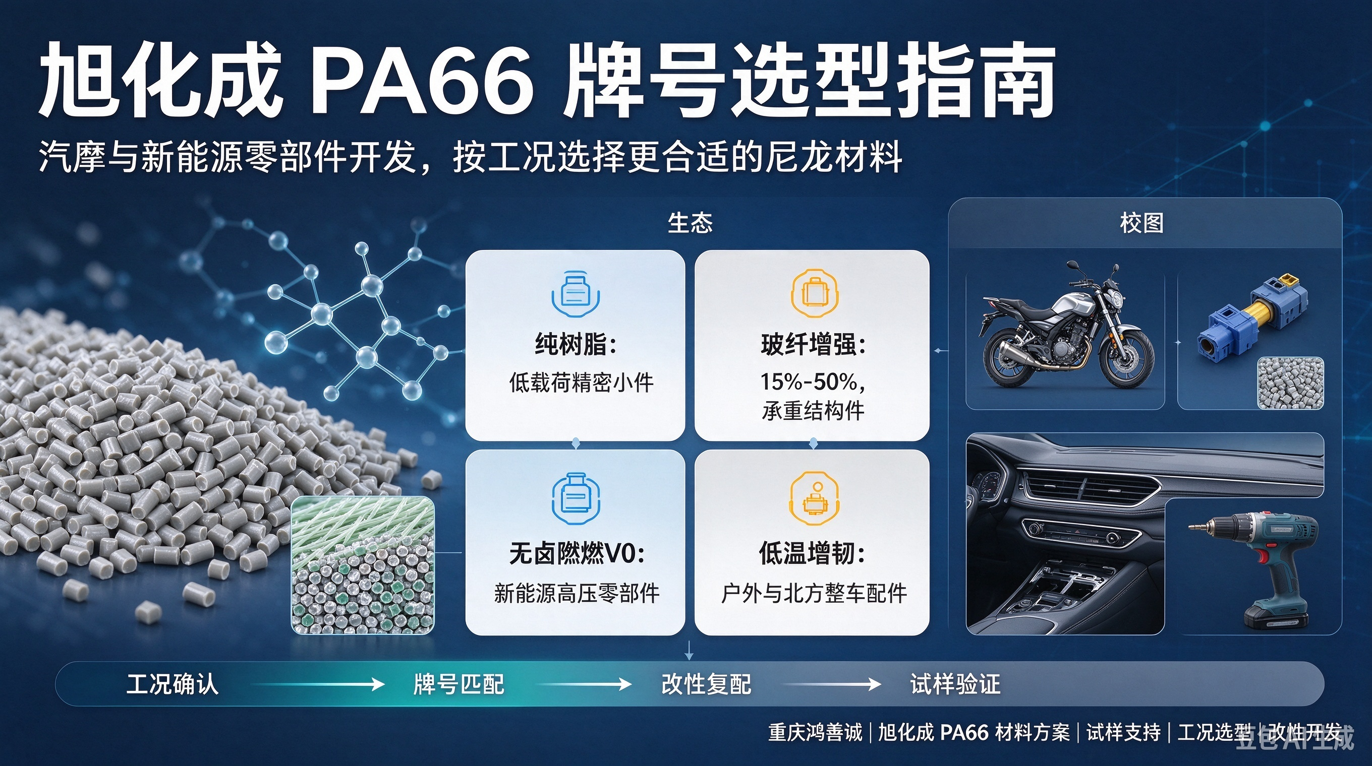 旭化成PA66牌号选型指南:汽摩与新能源零部件按工况选料