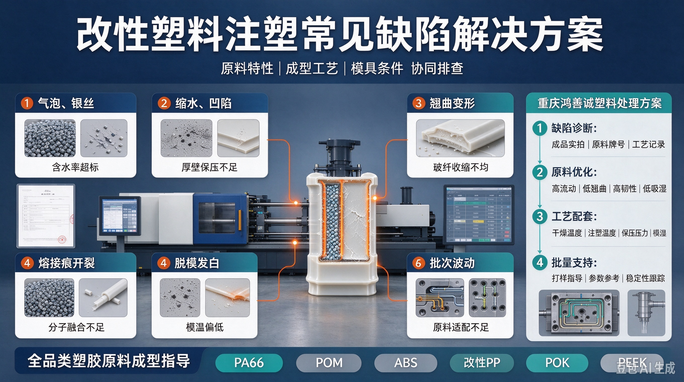 改性塑料注塑常见缺陷解决方案:六类不良的原料与工艺双向对策