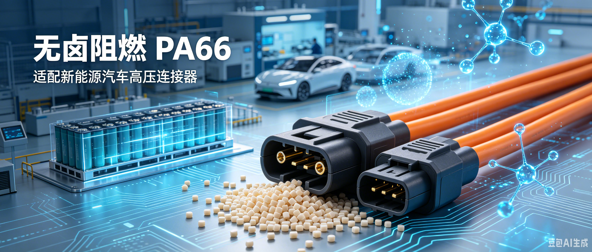 无卤阻燃PA66适配新能源汽车高压连接器