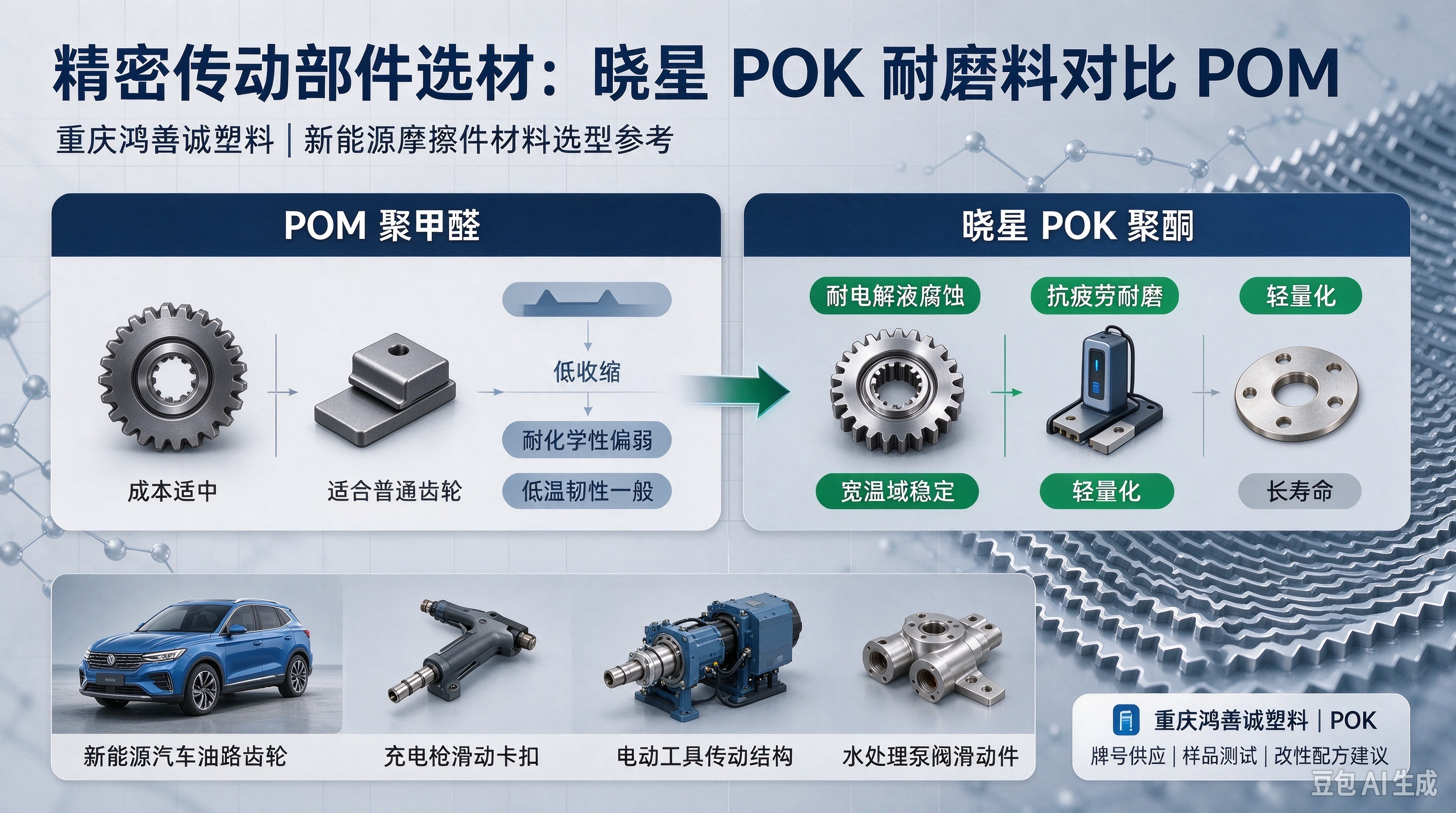 精密传动部件选材:韩国晓星POK耐磨料对比POM