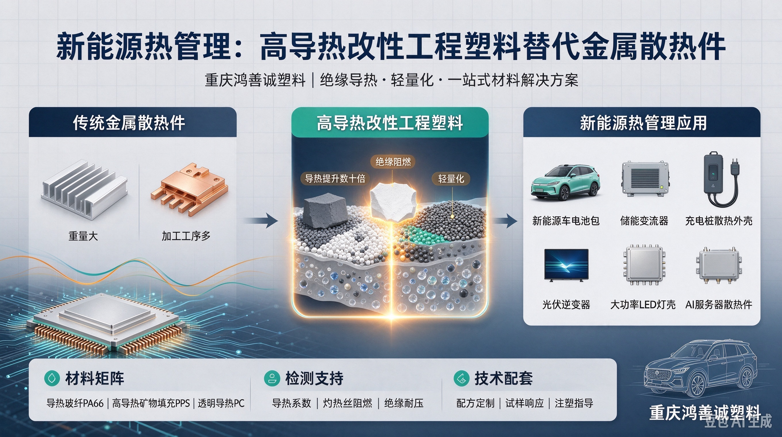 新能源热管理:高导热改性工程塑料替代金属散热件