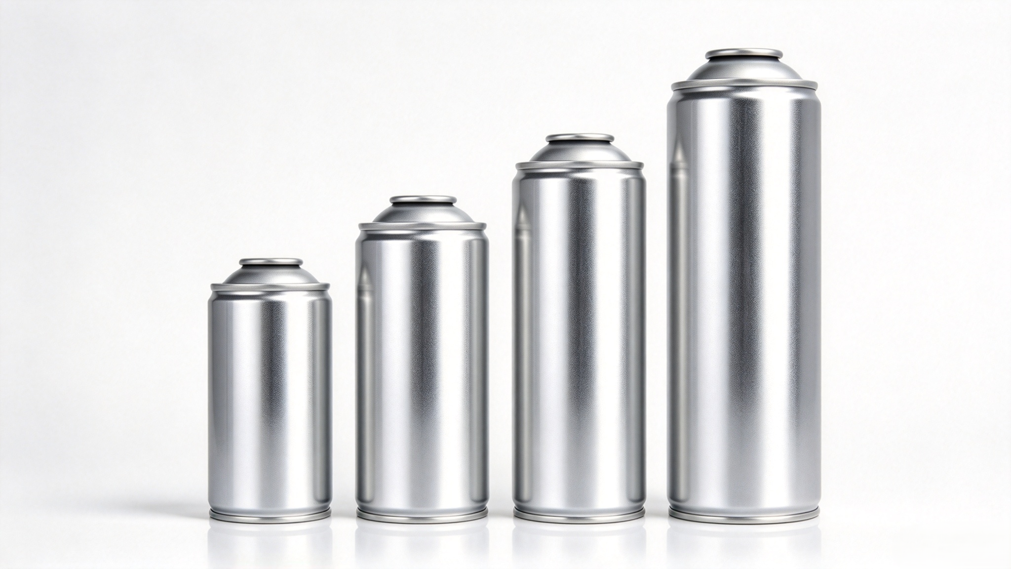 Necked-In aerosol cans in various sizes