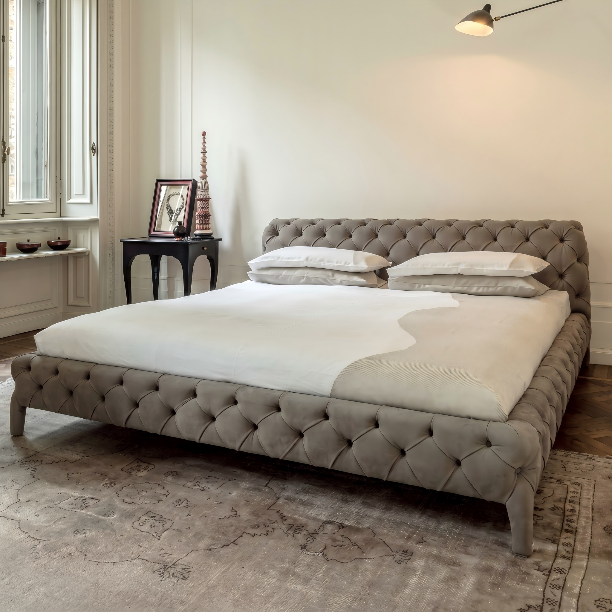 Luxurious Chesterfield Tufted Upholstered Bed Frame – Modern Velvet Platform Bed
