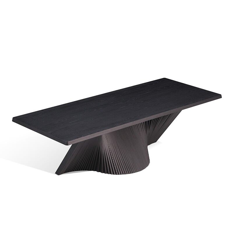 Modern Sculptural Dining Table | Black Twisted Wood Pedestal Base