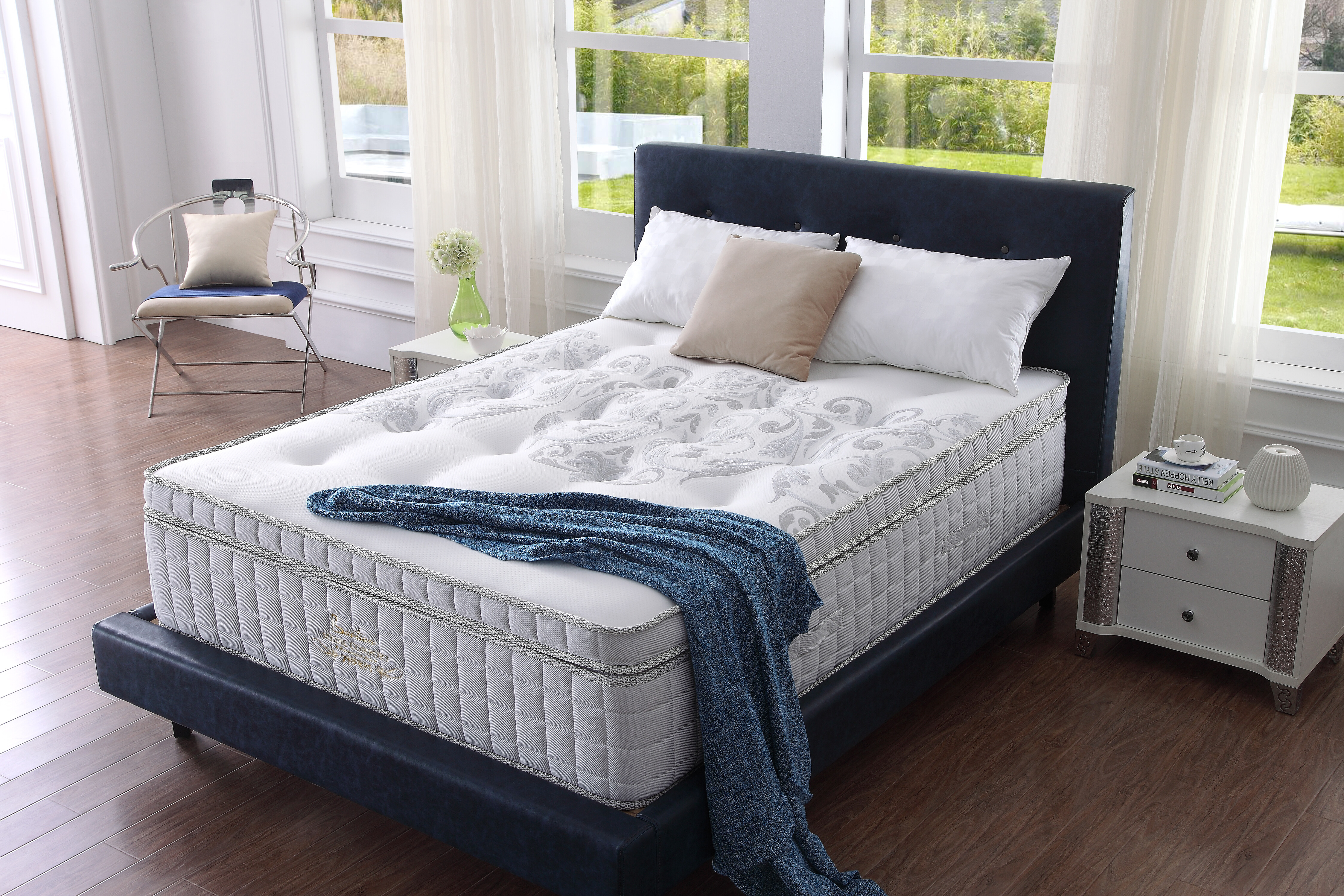 Luxury Goose Down & Memory Foam Hybrid Mattress – Box Pillow Top with Zoned Pocket Springs