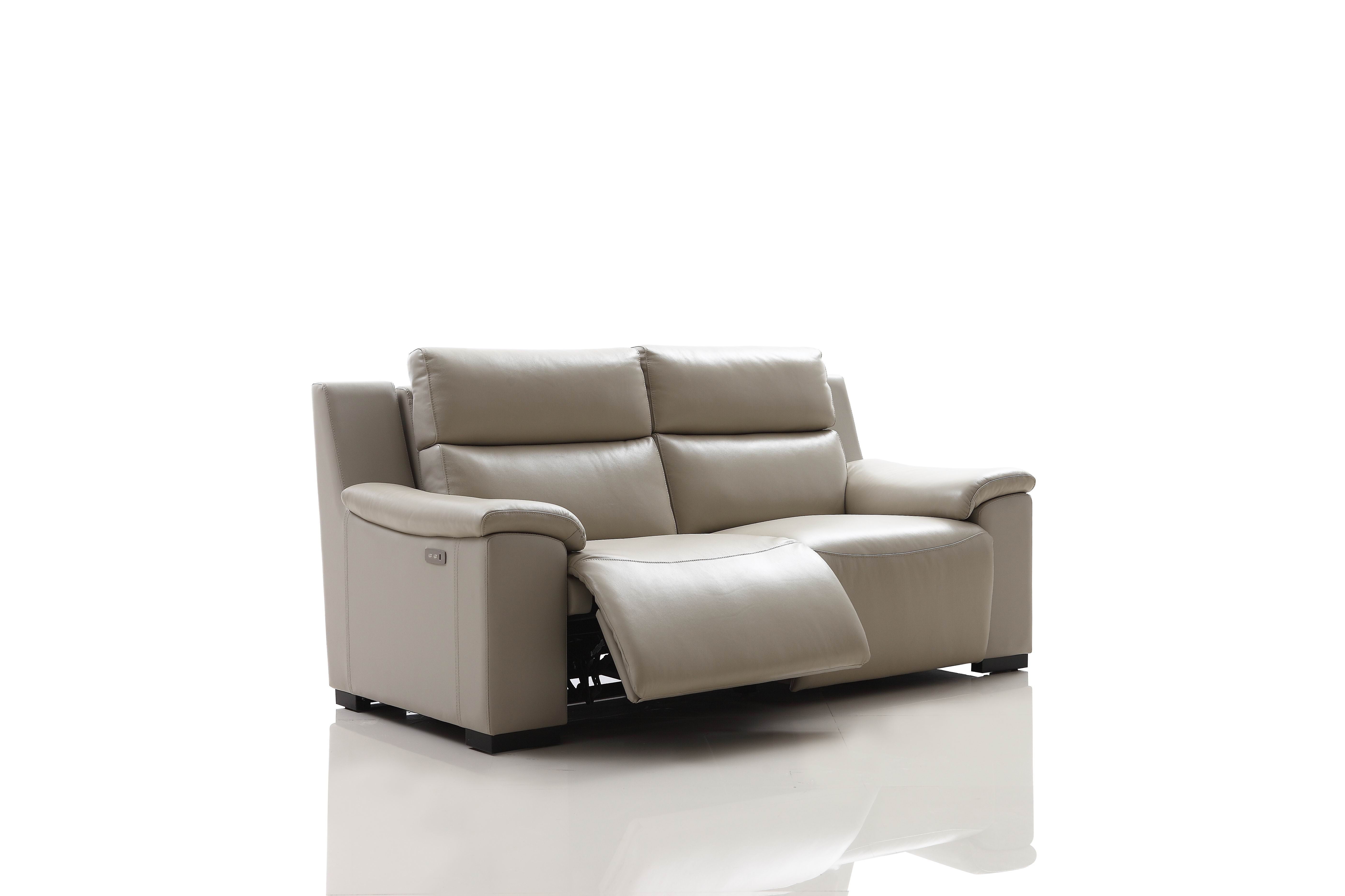 ComfortMasters Premium Beige Top-Grain Leather Dual Power Reclining Loveseat