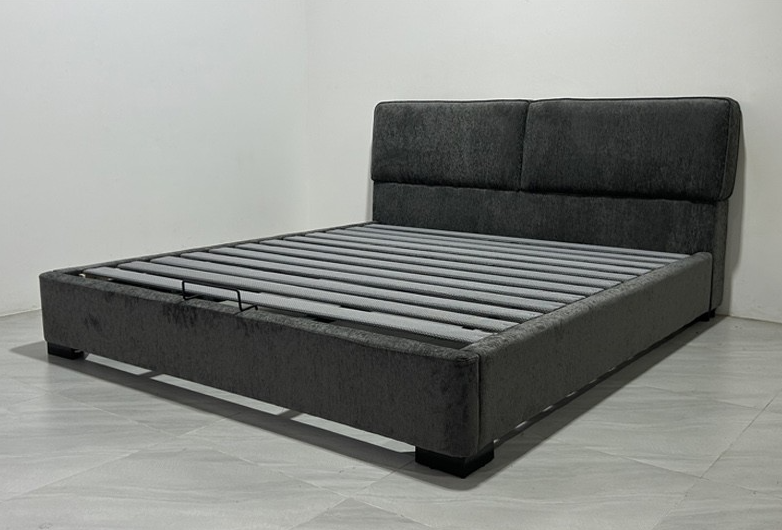 Charcoal Grey Soft Velvet Upholstered Bed Frame