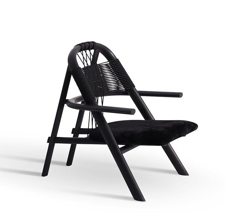 Avant-Garde Black Wood Lounge Chair