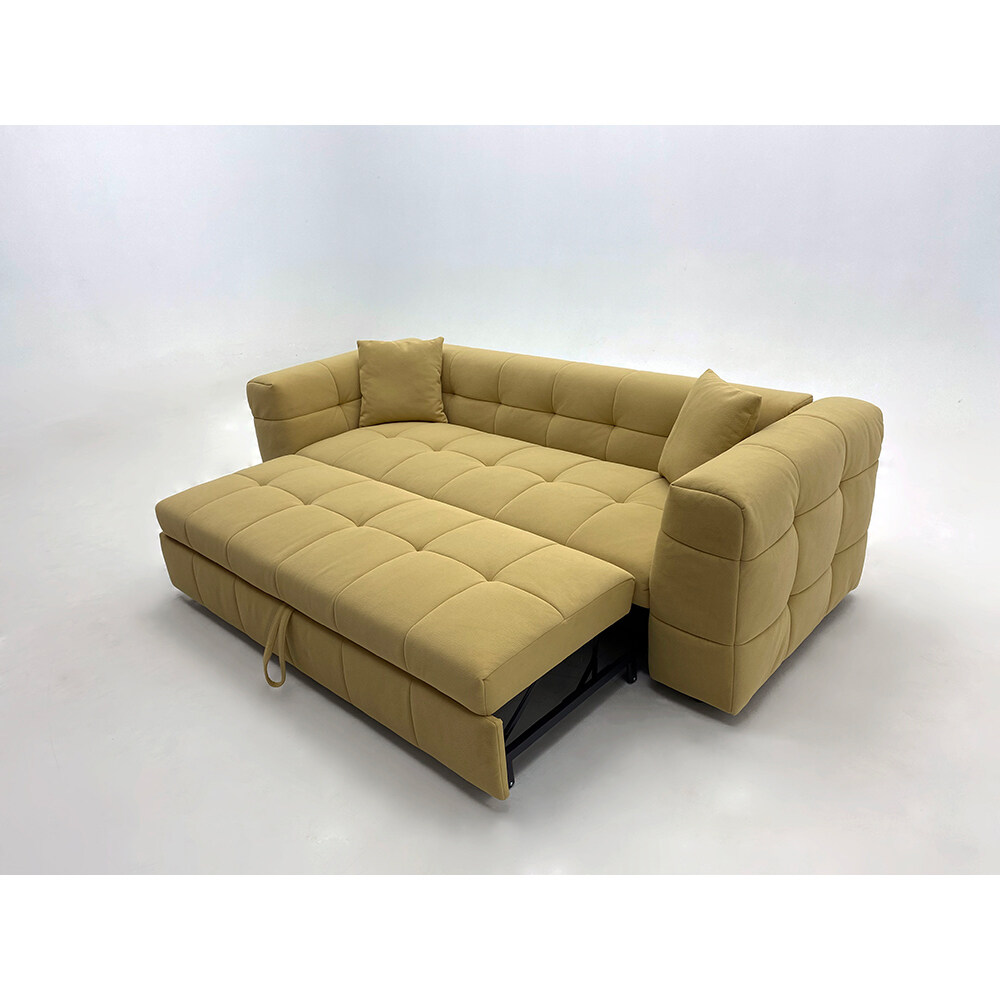 Modern Mustard Yellow Biscuit Tufted Sleeper Sofa