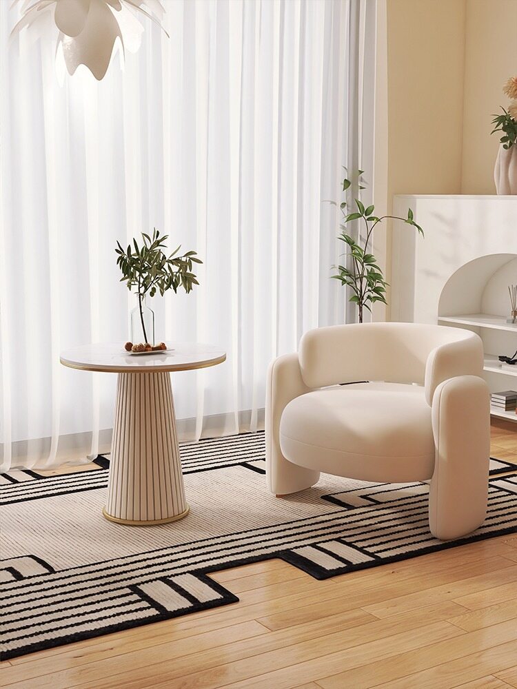 Accent Armchair – Minimalist Cream Lounge Chair with Plush Upholstery and Rounded Ergonomic Design