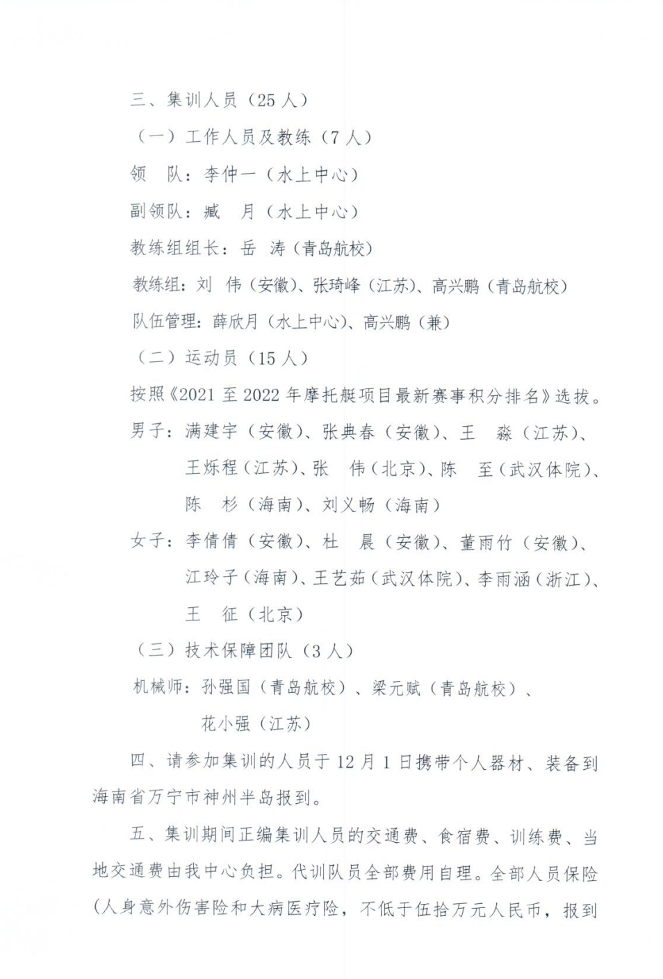 National Training Team Member Roster