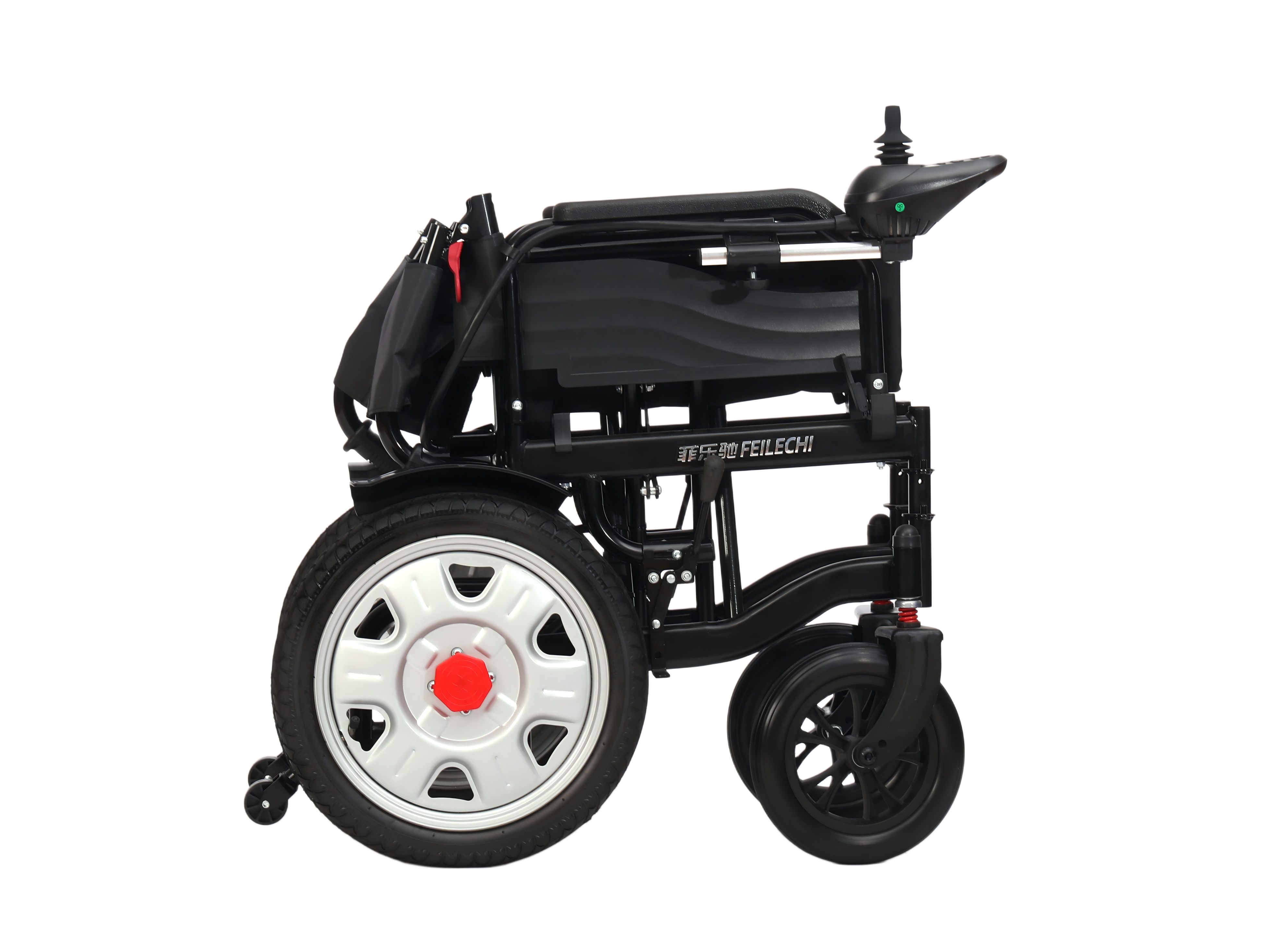 F310-16 Outdoor Wheelchair - Matte Black/Orange - Image 3